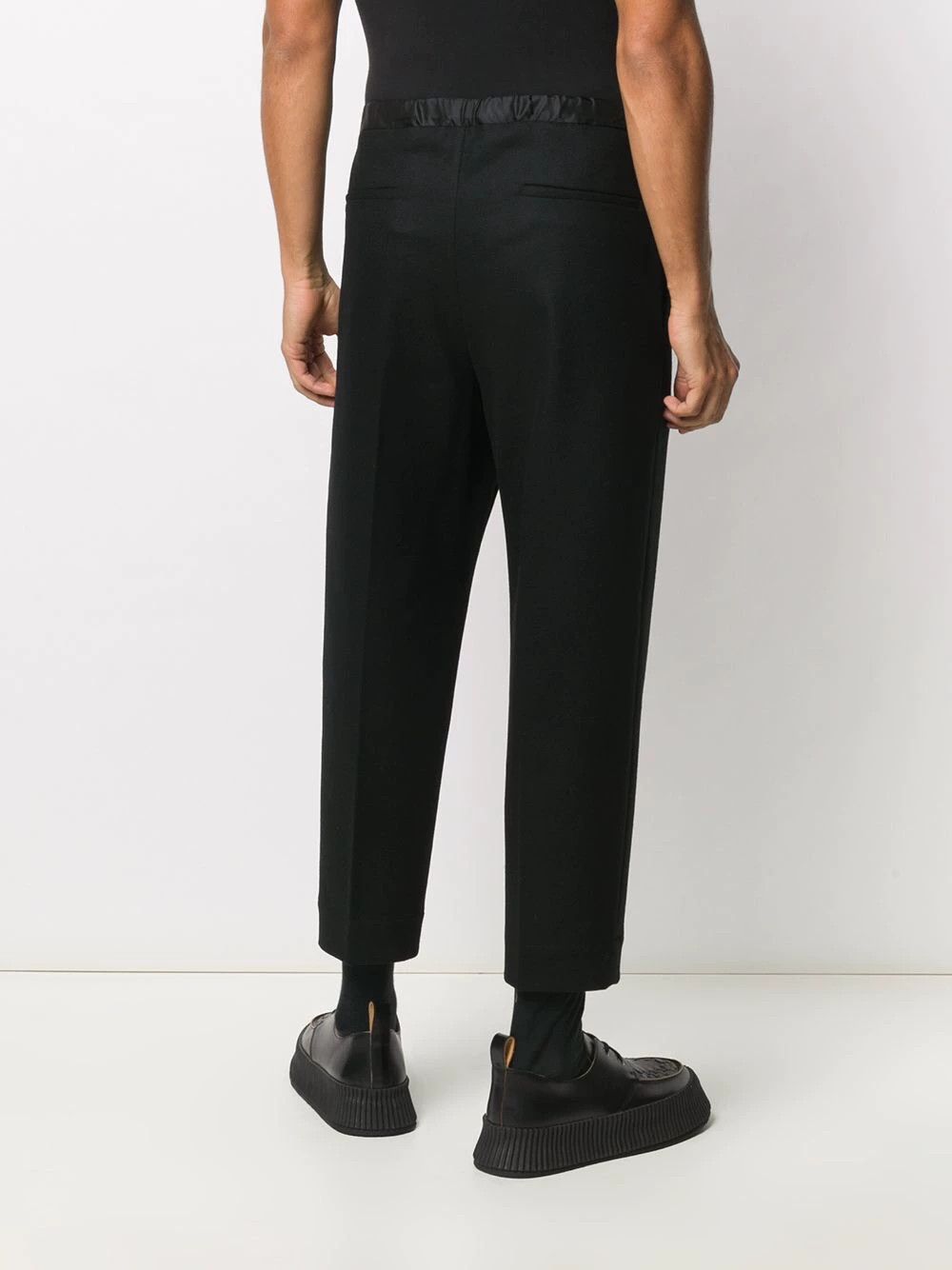 Jil Sander Black Wool Flannel Cropped Trousers Size US 30 / EU 46 - 4 Thumbnail