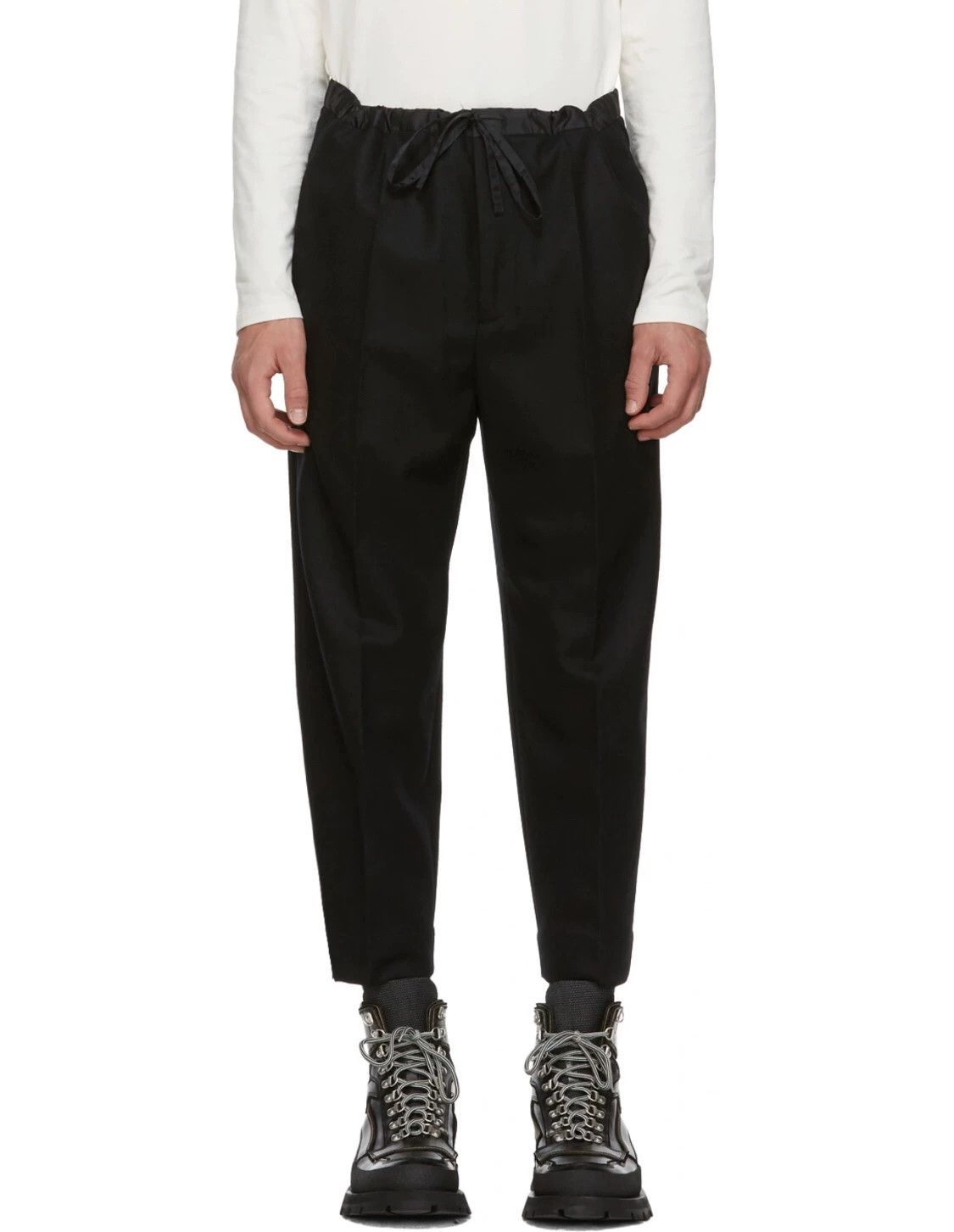 Jil Sander Black Wool Flannel Cropped Trousers Size US 30 / EU 46 - 2 Thumbnail