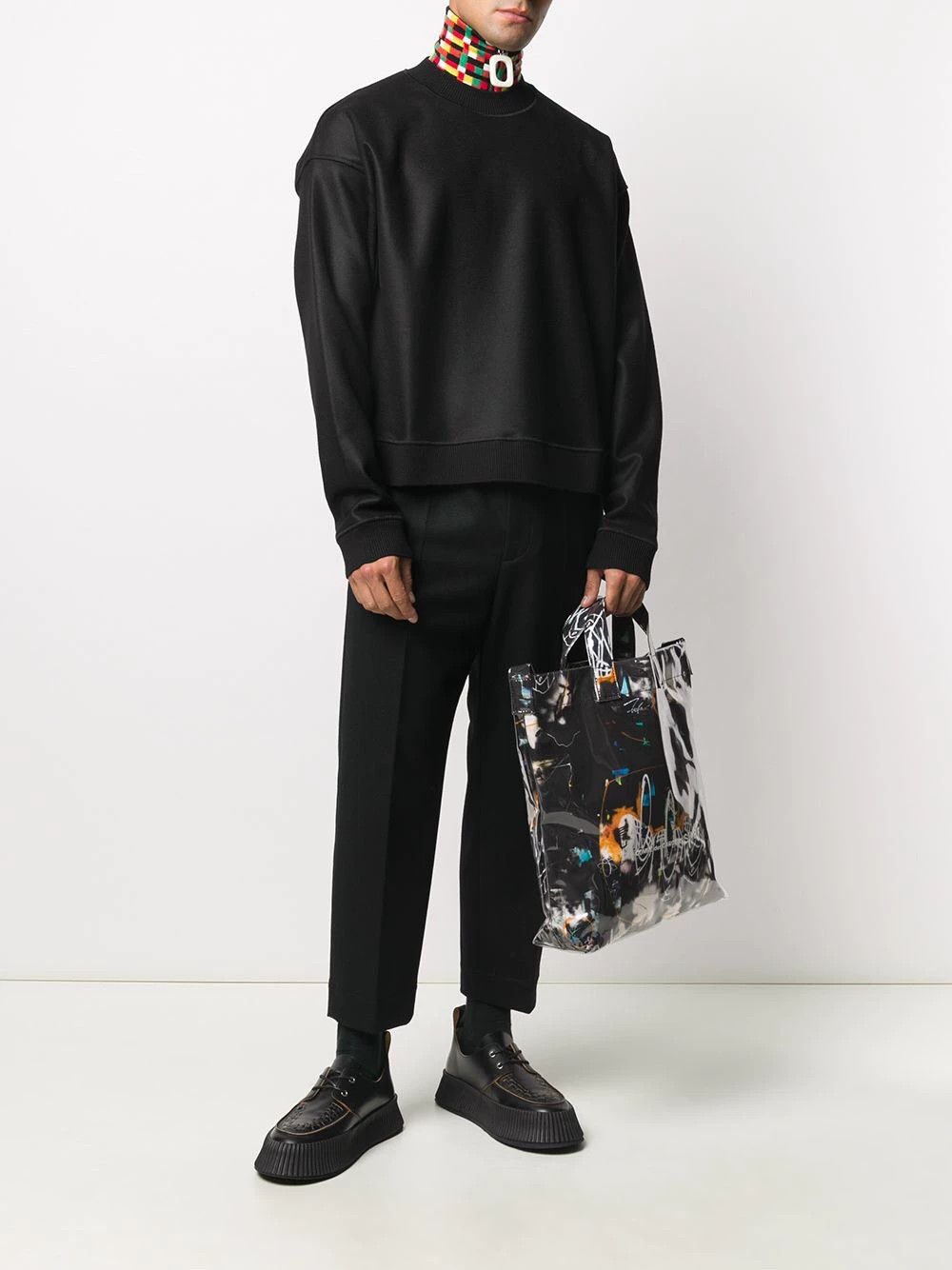 Jil Sander Black Wool Flannel Cropped Trousers Size US 30 / EU 46 - 3 Thumbnail