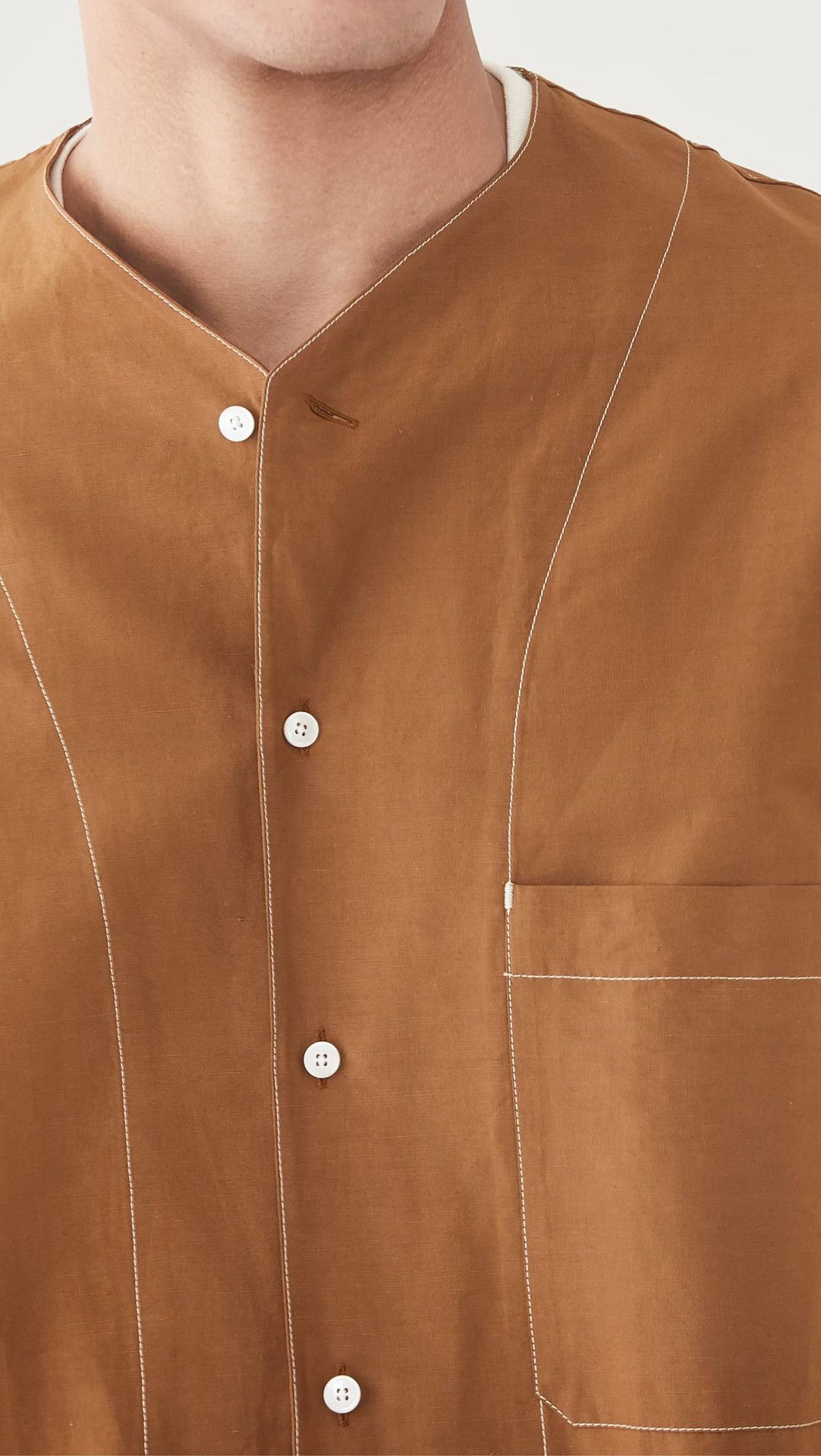 Lemaire Lemaire Tobacco V-Neck Shirt Size US S / EU 44-46 / 1 - 3 Thumbnail