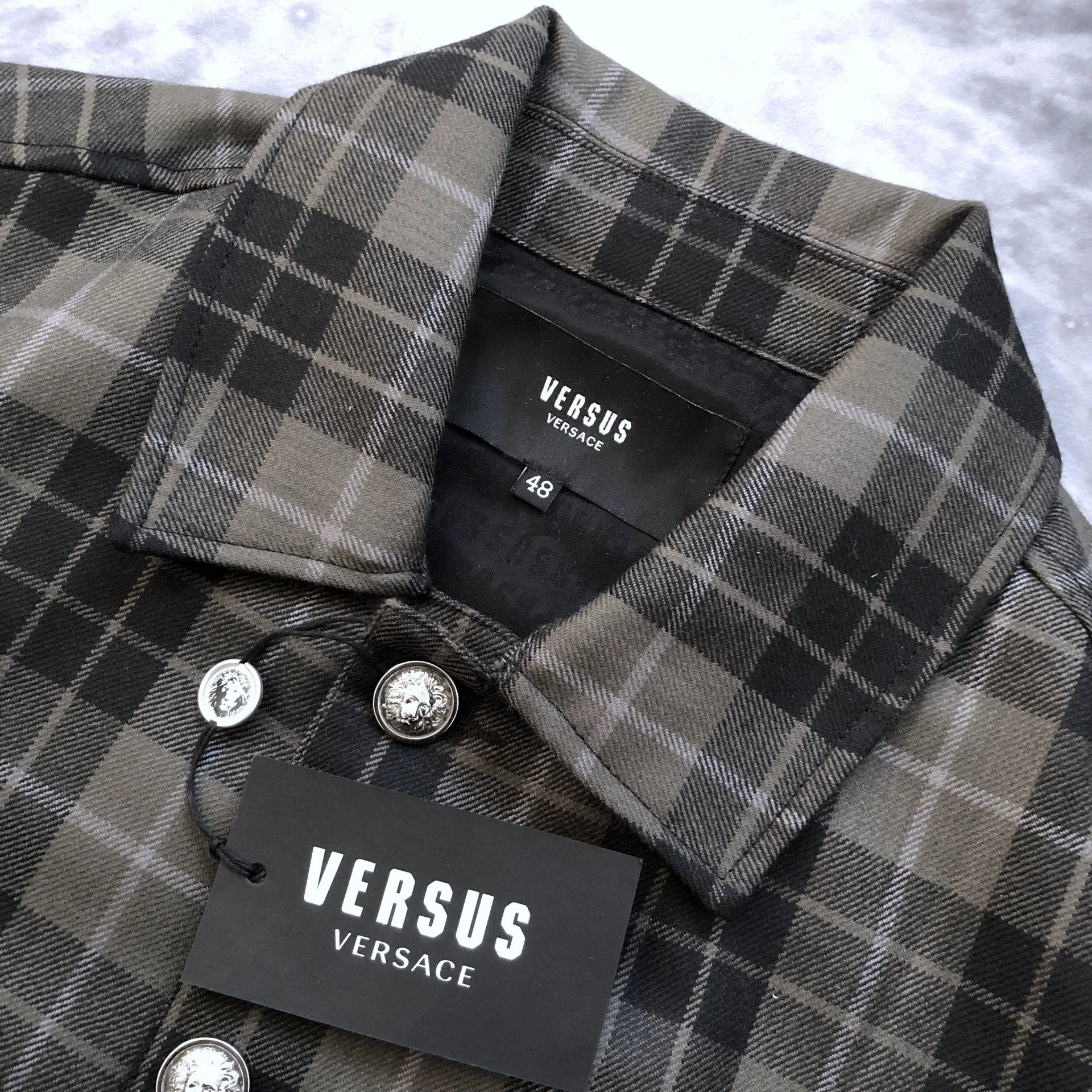 Versus VERSUS Lion Head Button Plaid Bomber Jacket Size US M / EU 48-50 / 2 - 4 Thumbnail
