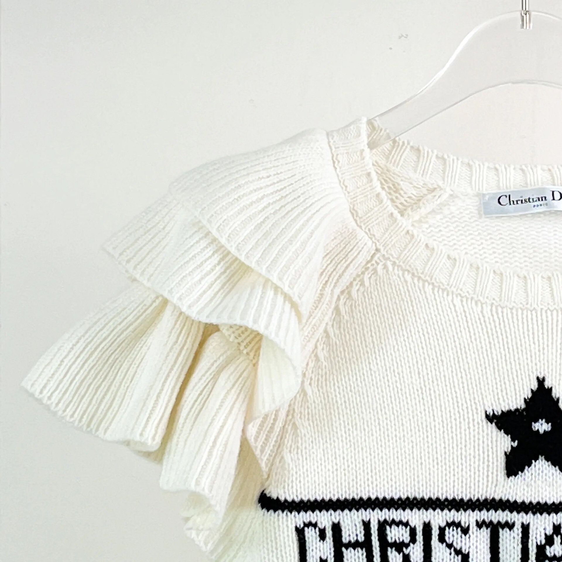 Dior Dior Beige Puff Sleeve Cashmere Knit Top Size XXS / US 00 / IT 34 - 6 Thumbnail