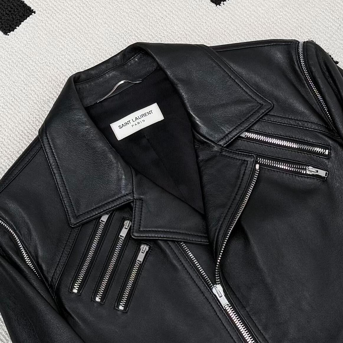 Yves Saint Laurent YSL Biker Lambskin Leather Jacket Size US M / EU 48-50 / 2 - 3 Thumbnail
