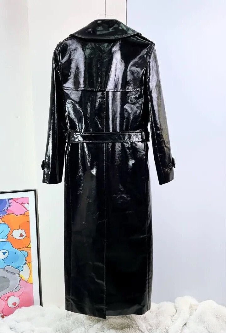 Yves Saint Laurent YSL Black Patent Leather Trench Coat Size XS / US 0-2 / IT 36-38 - 3 Thumbnail