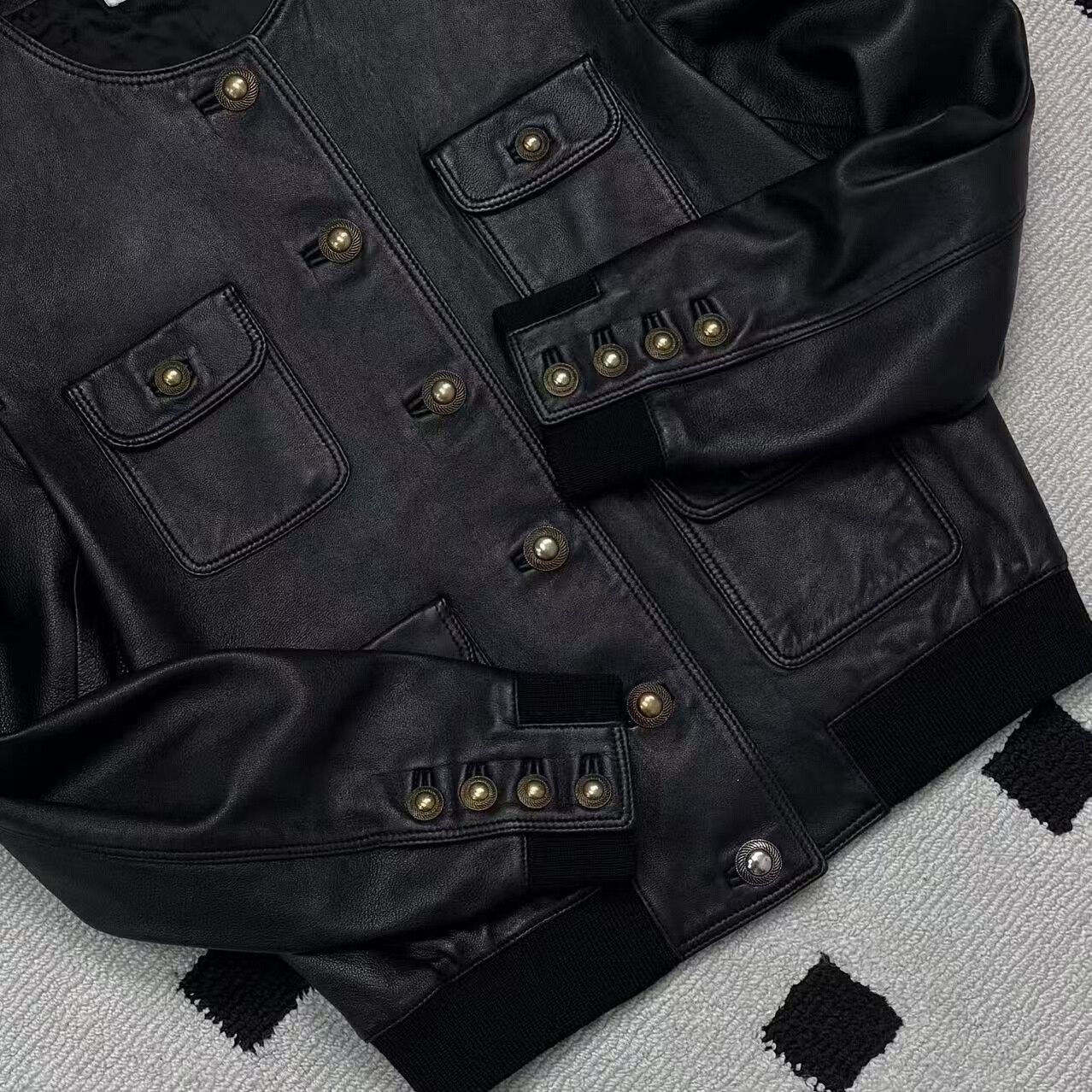 Yves Saint Laurent YSL Vintage Gold Buckle Sheepskin Jacket Size XS / US 0-2 / IT 36-38 - 6 Thumbnail