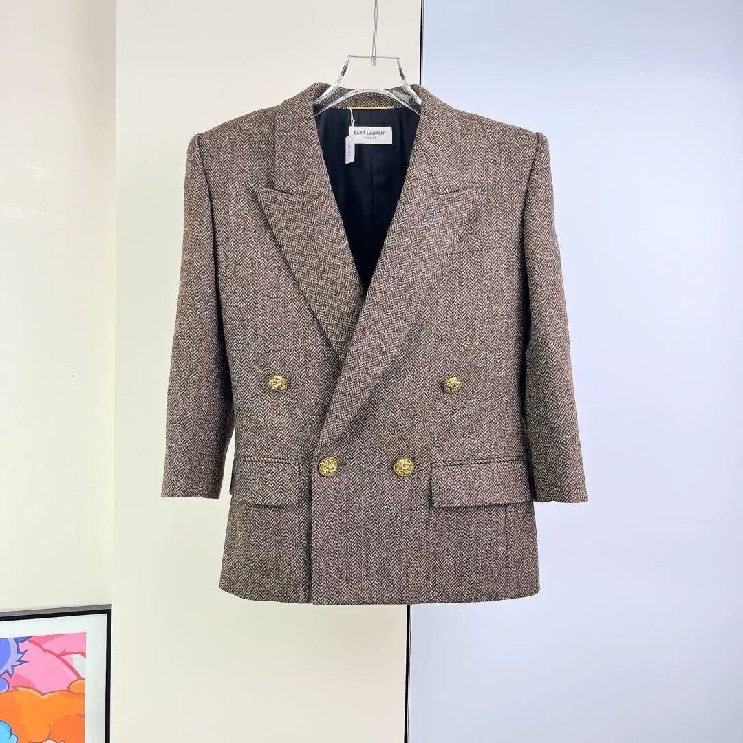 Yves Saint Laurent YSL Brown Wool Blazer Size XXS / US 00 / IT 34 - 2 Thumbnail