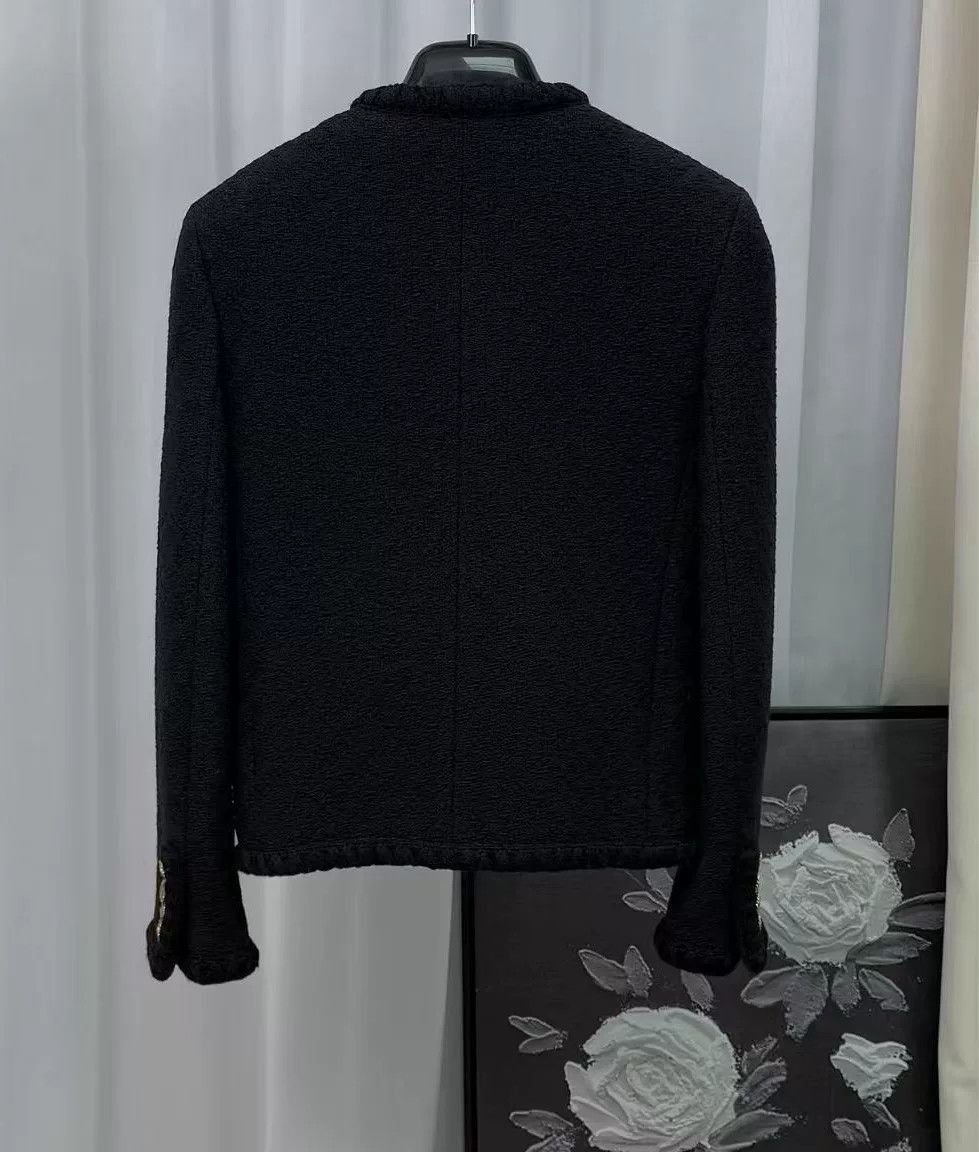 Yves Saint Laurent YSL Black Four-Pocket Gold Button Tweed Coat Size S / US 4 / IT 40 - 2 Thumbnail