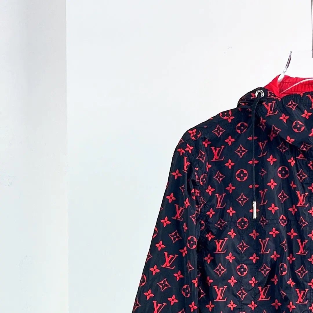 Louis Vuitton LV Black Red Monogram Short Hooded Jacket Size XXS / US 00 / IT 34 - 3 Thumbnail