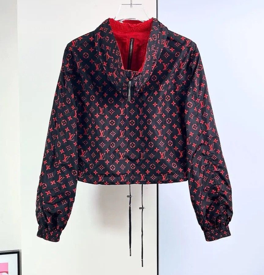 Louis Vuitton LV Black Red Monogram Short Hooded Jacket Size XXS / US 00 / IT 34 - 2 Thumbnail