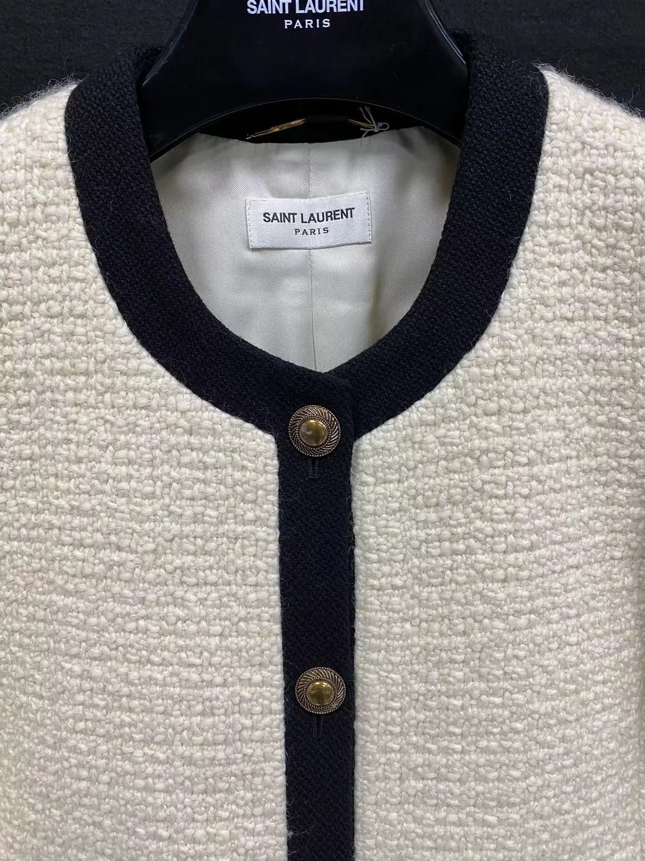 Yves Saint Laurent YSL 21 Black White Woven Tweed Jacket Size XS / US 0-2 / IT 36-38 - 3 Thumbnail