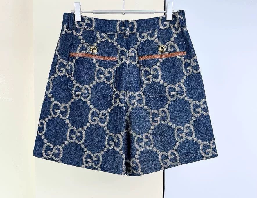 Gucci Gucci Double G Print Denim Shorts Size 42" / US 20 - 2 Thumbnail