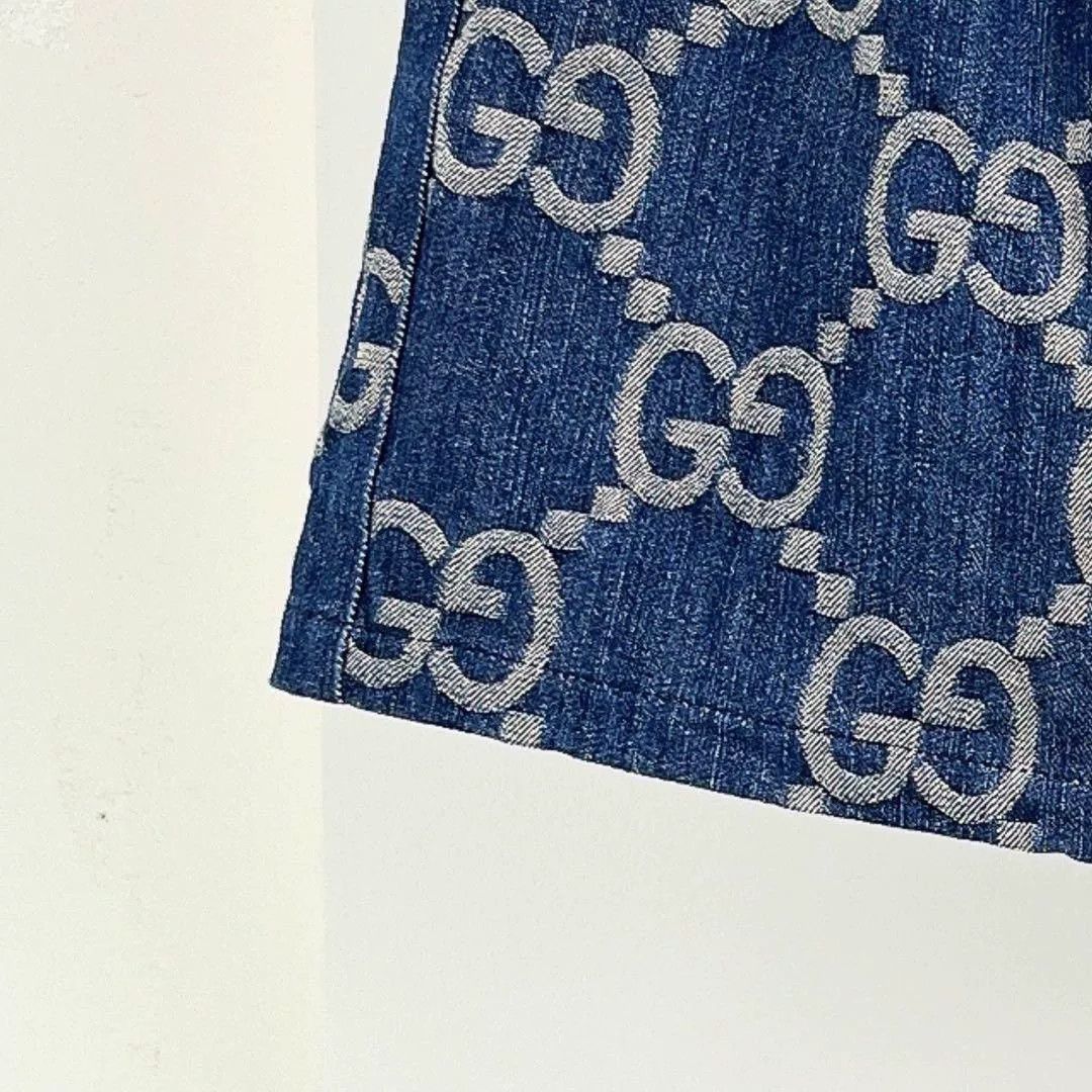 Gucci Gucci Double G Print Denim Shorts Size 42" / US 20 - 4 Thumbnail