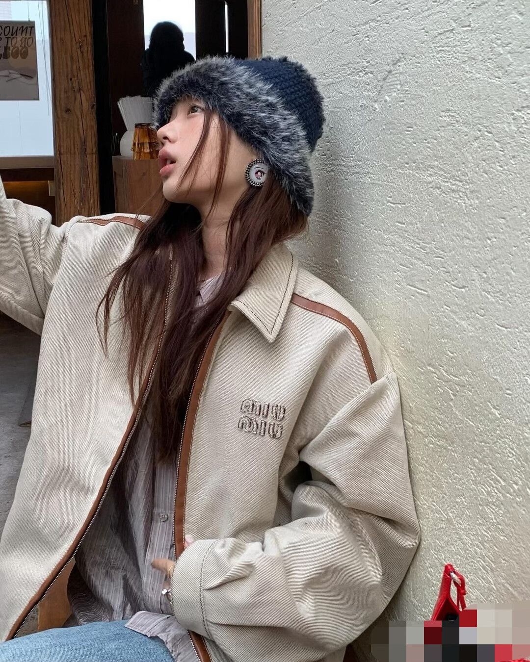 Miu Miu Miu Miu Beige Leather Panel Jacket Size S / US 4 / IT 40 - 3 Thumbnail
