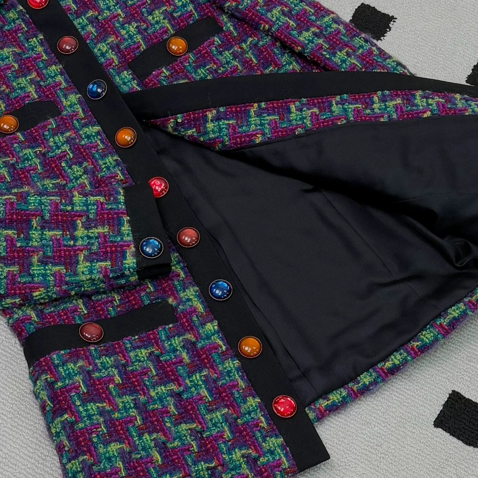 Yves Saint Laurent YSL Tweed Jacket with Glass Buttons Size XXS / US 00 / IT 34 - 7 Thumbnail
