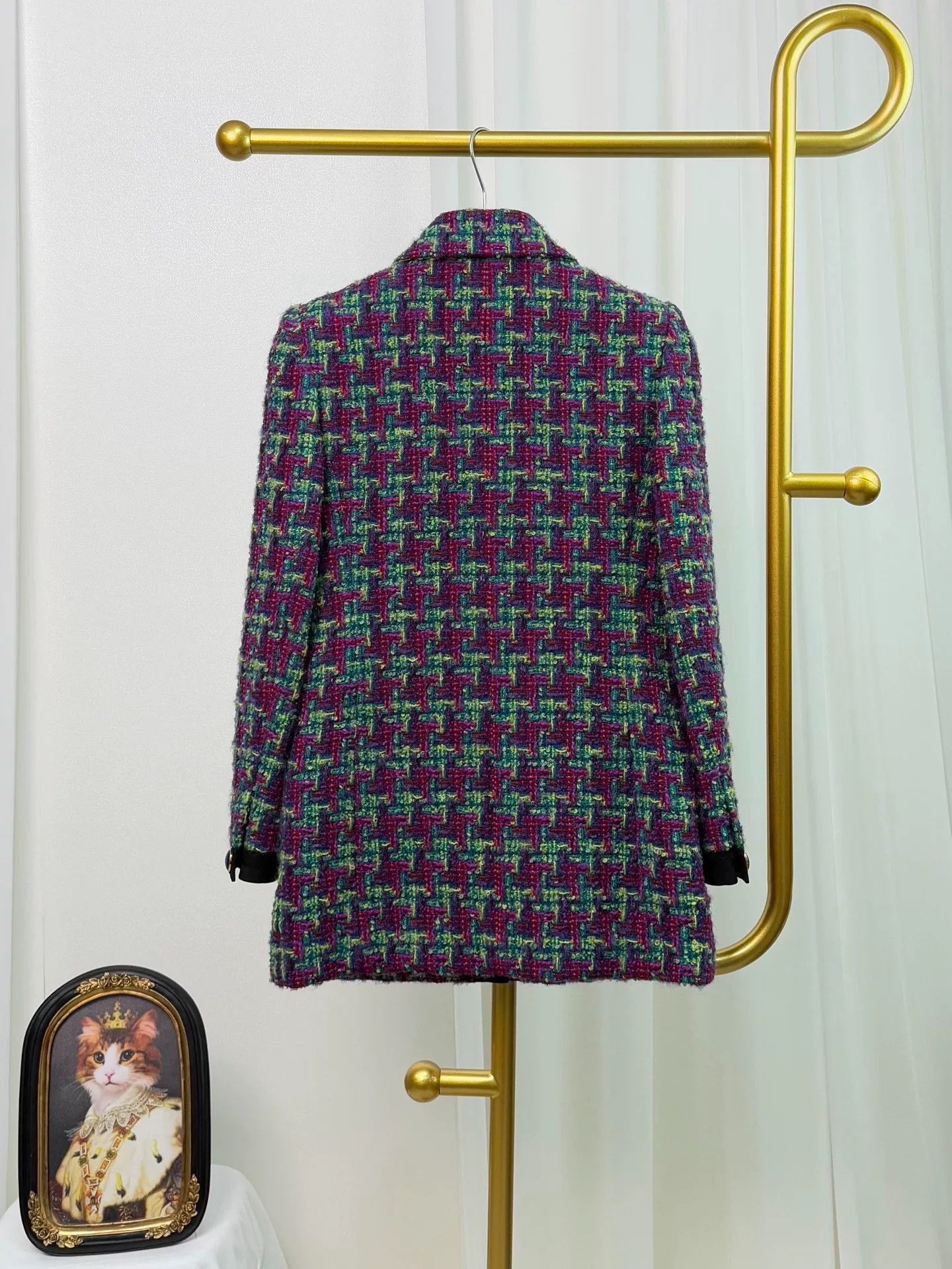 Yves Saint Laurent YSL Tweed Jacket with Glass Buttons Size XXS / US 00 / IT 34 - 3 Thumbnail