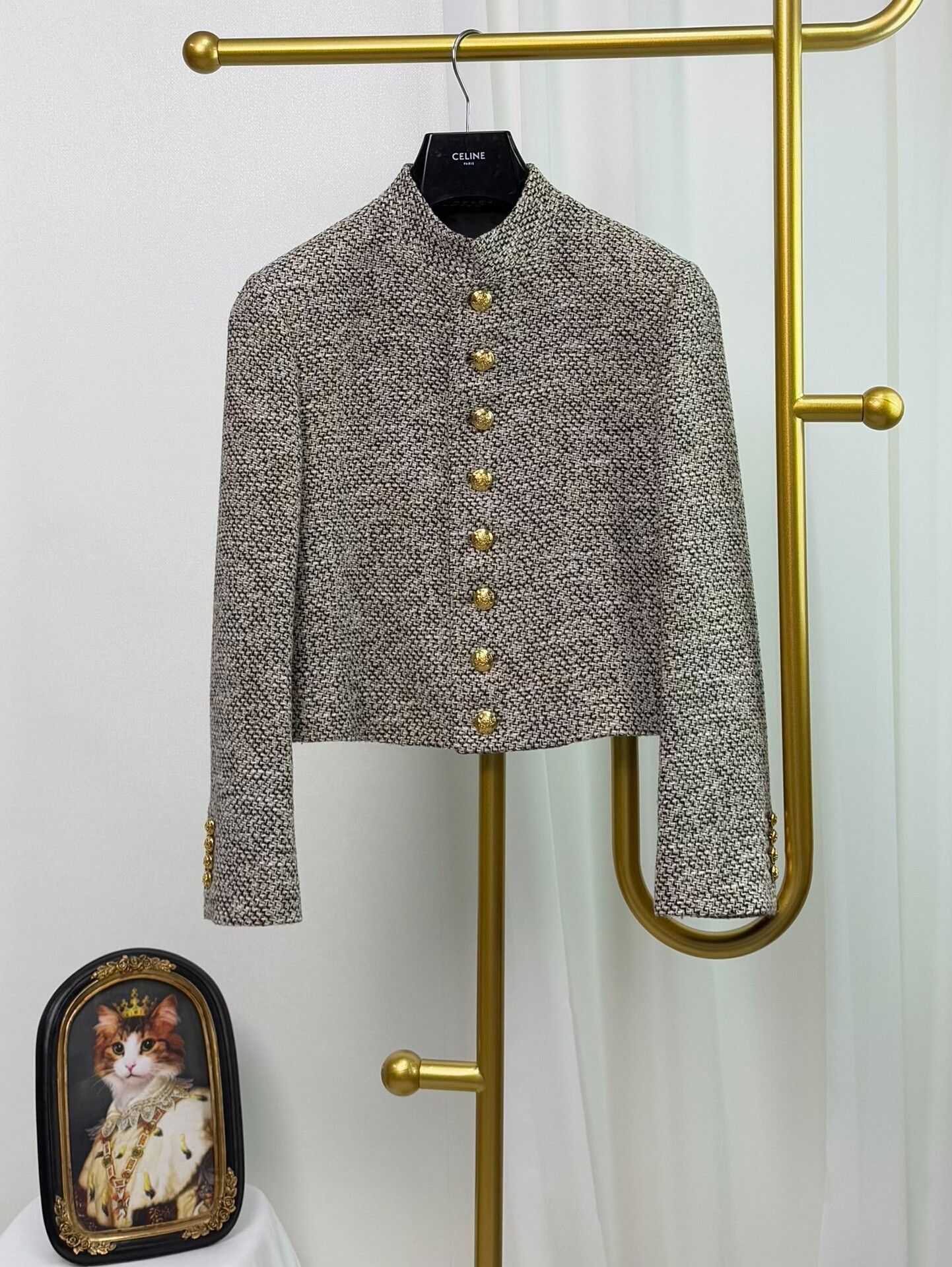 Celine Celine Gold Button Stand Collar Woven Coat Size S / US 4 / IT 40 - 2 Thumbnail