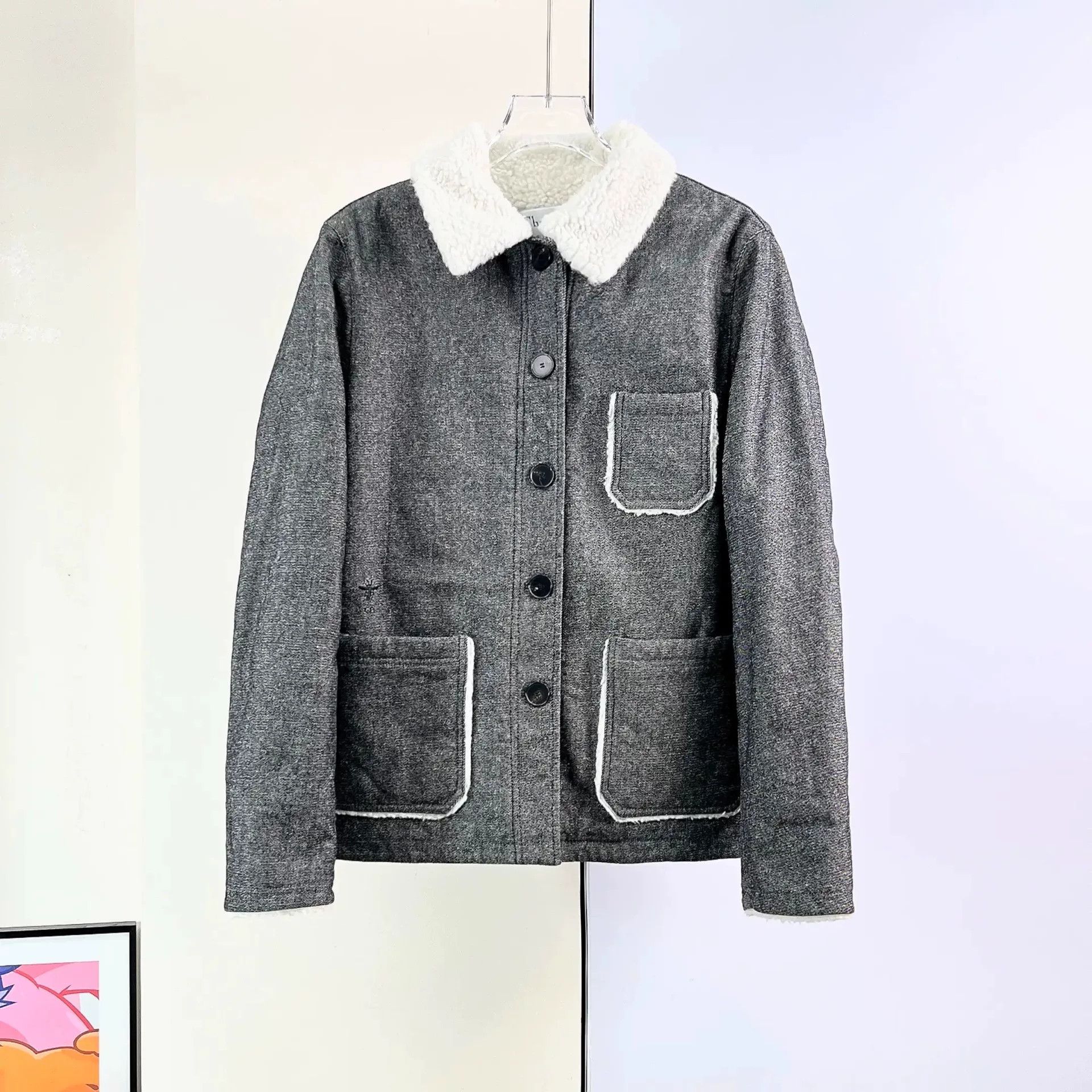 Dior Dior Gray Lamb Wool Three-Pocket Coat Size M / US 6-8 / IT 42-44 - 3 Thumbnail