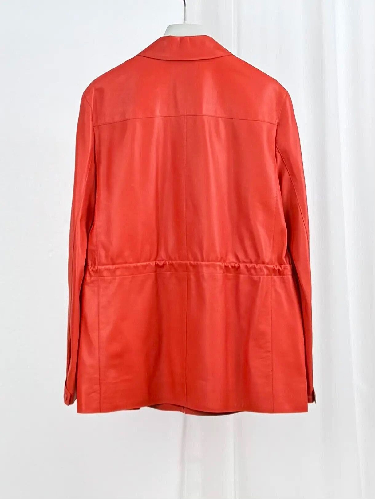 Hermes Hermes Red Leather Drawstring Zipper Jacket Size S / US 4 / IT 40 - 2 Thumbnail