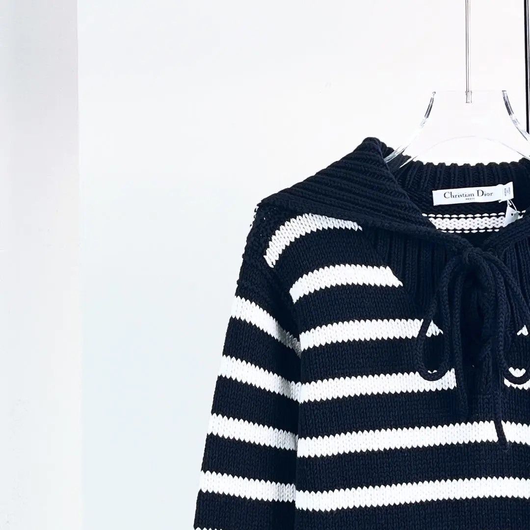 Dior Dior Sailor Collar Striped Knit Sweater Size XXS / US 00 / IT 34 - 3 Thumbnail