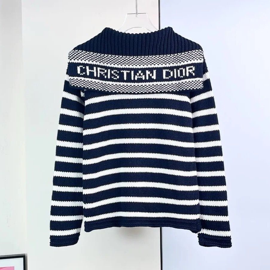 Dior Dior Sailor Collar Striped Knit Sweater Size XXS / US 00 / IT 34 - 2 Thumbnail