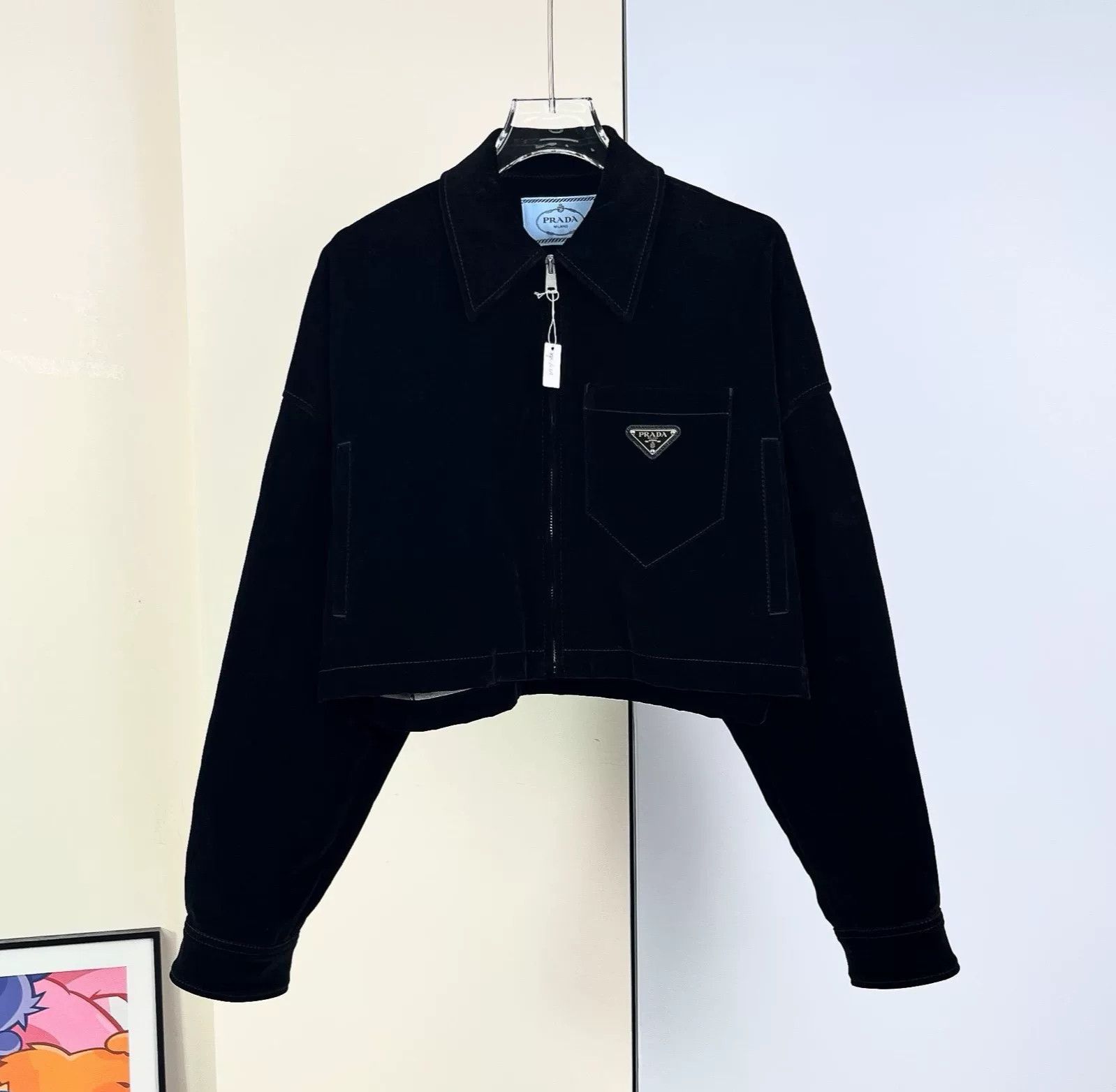 Prada Prada Black Velvet Short Coat Size XS / US 0-2 / IT 36-38 - 2 Thumbnail