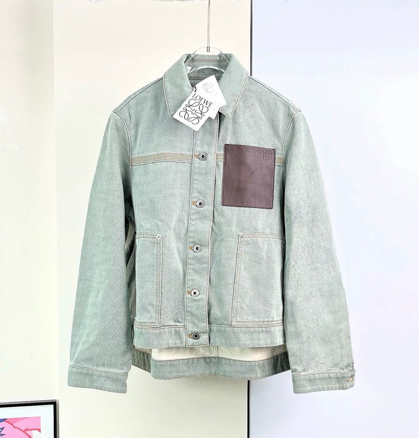 Loewe Loewe Asymmetric Logo Denim Jacket Size XXS / US 00 / IT 34 - 3 Thumbnail