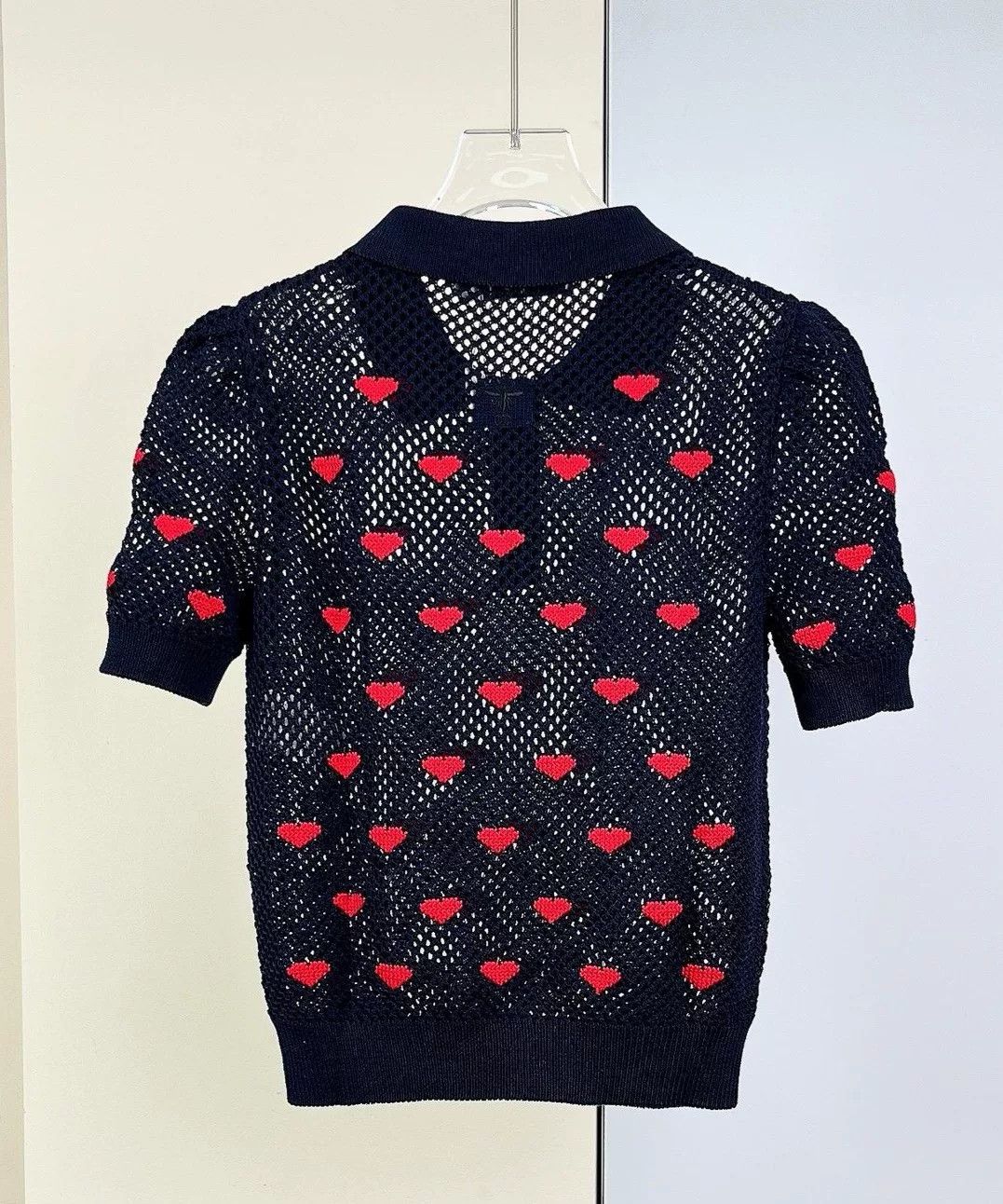 Dior Dior Navy Red Heart Embroidery Short Sleeve Size S / US 4 / IT 40 - 2 Thumbnail