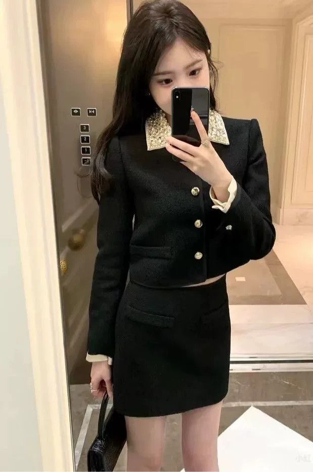 Miu Miu Miumiu Beaded Collar Black Tweed Set Size S / US 4 / IT 40 - 8 Thumbnail