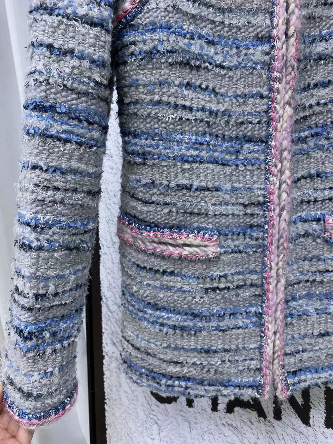 Chanel Chanel Stand Collar Blue Gray Coat Size XXS / US 00 / IT 34 - 5 Thumbnail