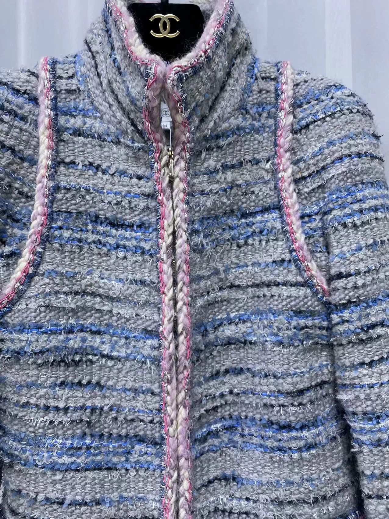 Chanel Chanel Stand Collar Blue Gray Coat Size XXS / US 00 / IT 34 - 4 Thumbnail