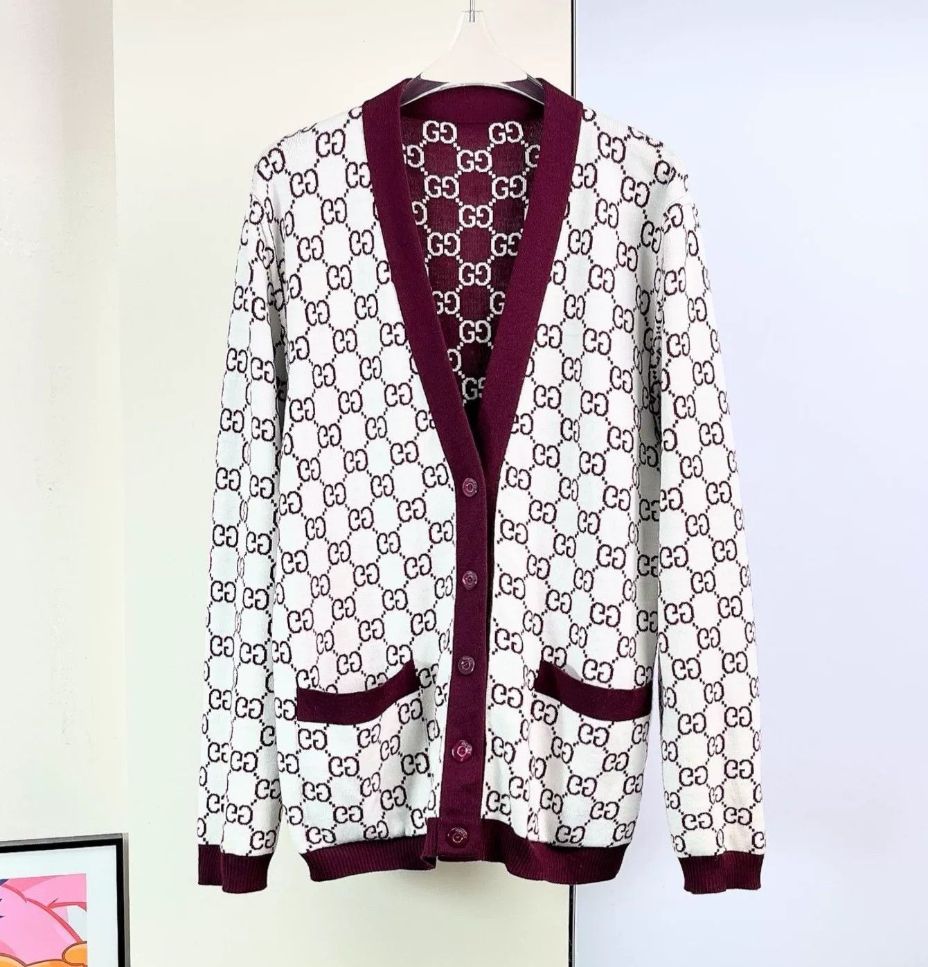 Gucci Gucci Red White Reversible Wool Knit Cardigan Size M / US 6-8 / IT 42-44 - 5 Thumbnail