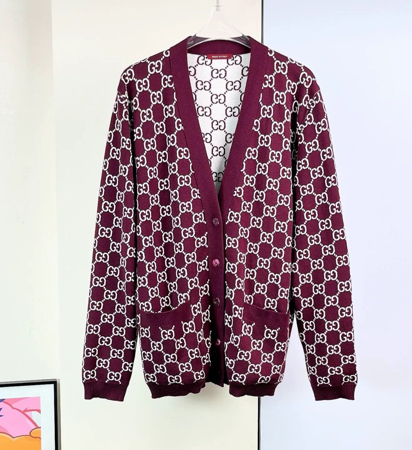 Gucci Gucci Red White Reversible Wool Knit Cardigan Size M / US 6-8 / IT 42-44 - 3 Thumbnail