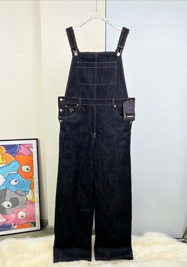Prada Prada Wide-Leg Denim Overalls Size 38" / US 16 / IT 52 - 4 Thumbnail