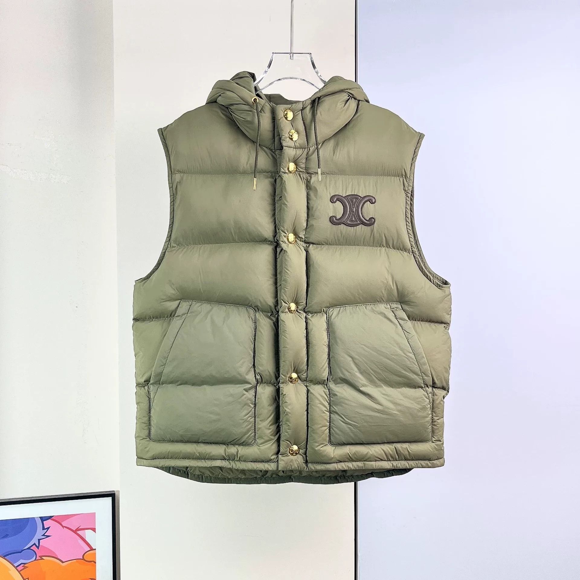 Celine Celine Military Green Hooded Vest Coat Size XS / US 0-2 / IT 36-38 - 3 Thumbnail