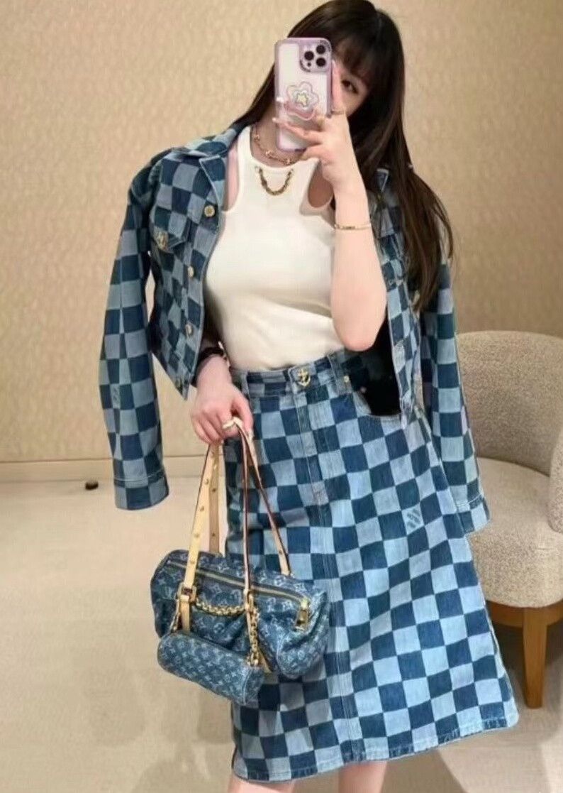 Louis Vuitton LV Short Checkered Denim Jacket Size XS / US 0-2 / IT 36-38 - 3 Thumbnail