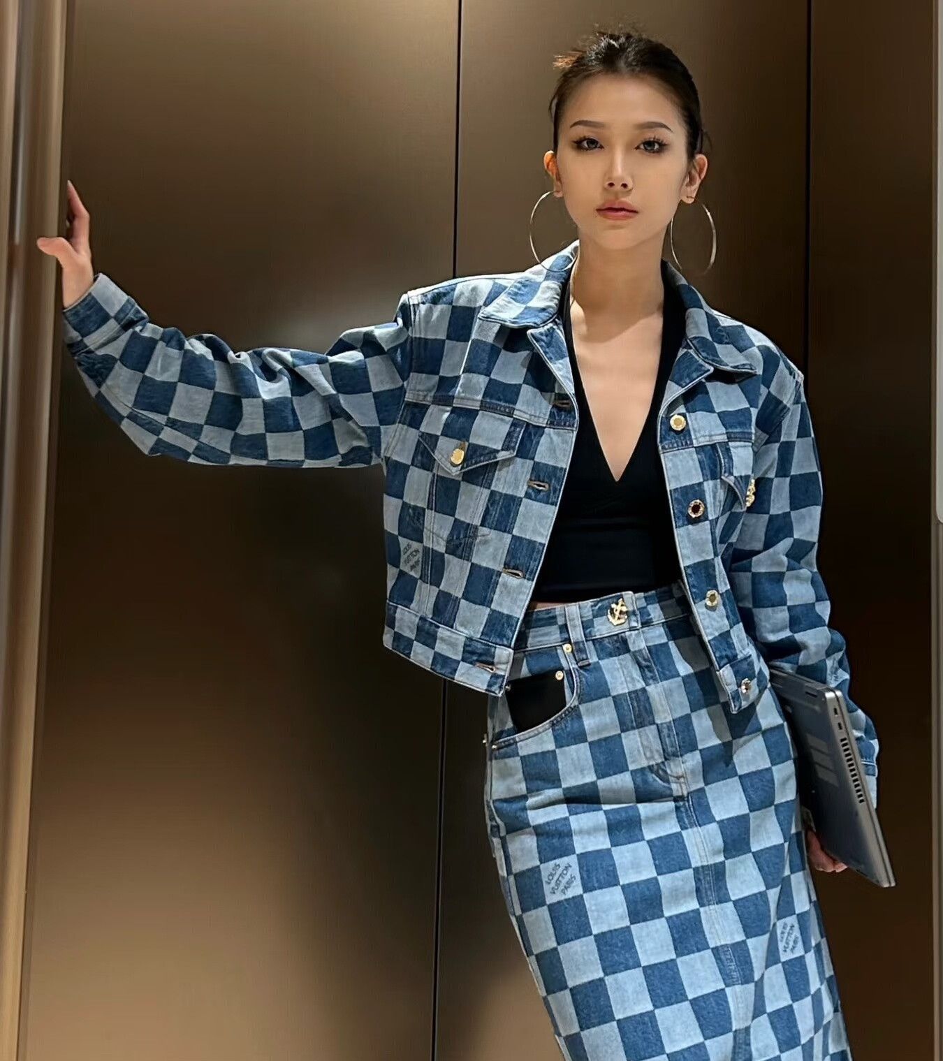 Louis Vuitton LV Short Checkered Denim Jacket Size XS / US 0-2 / IT 36-38 - 2 Thumbnail