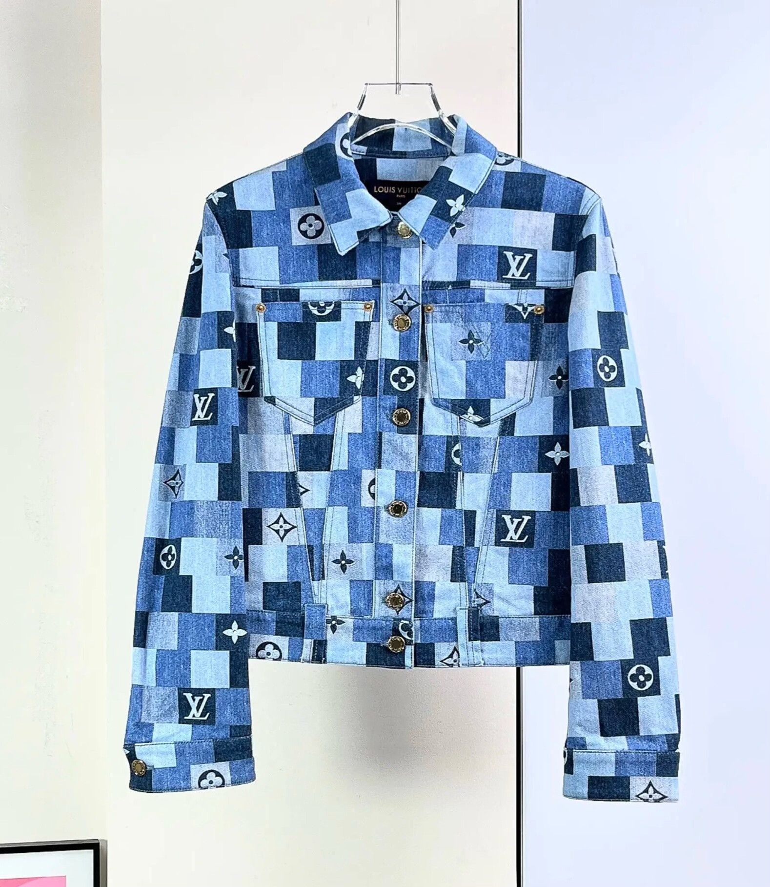 Louis Vuitton LV Short Checkered Denim Jacket Size XS / US 0-2 / IT 36-38 - 4 Thumbnail