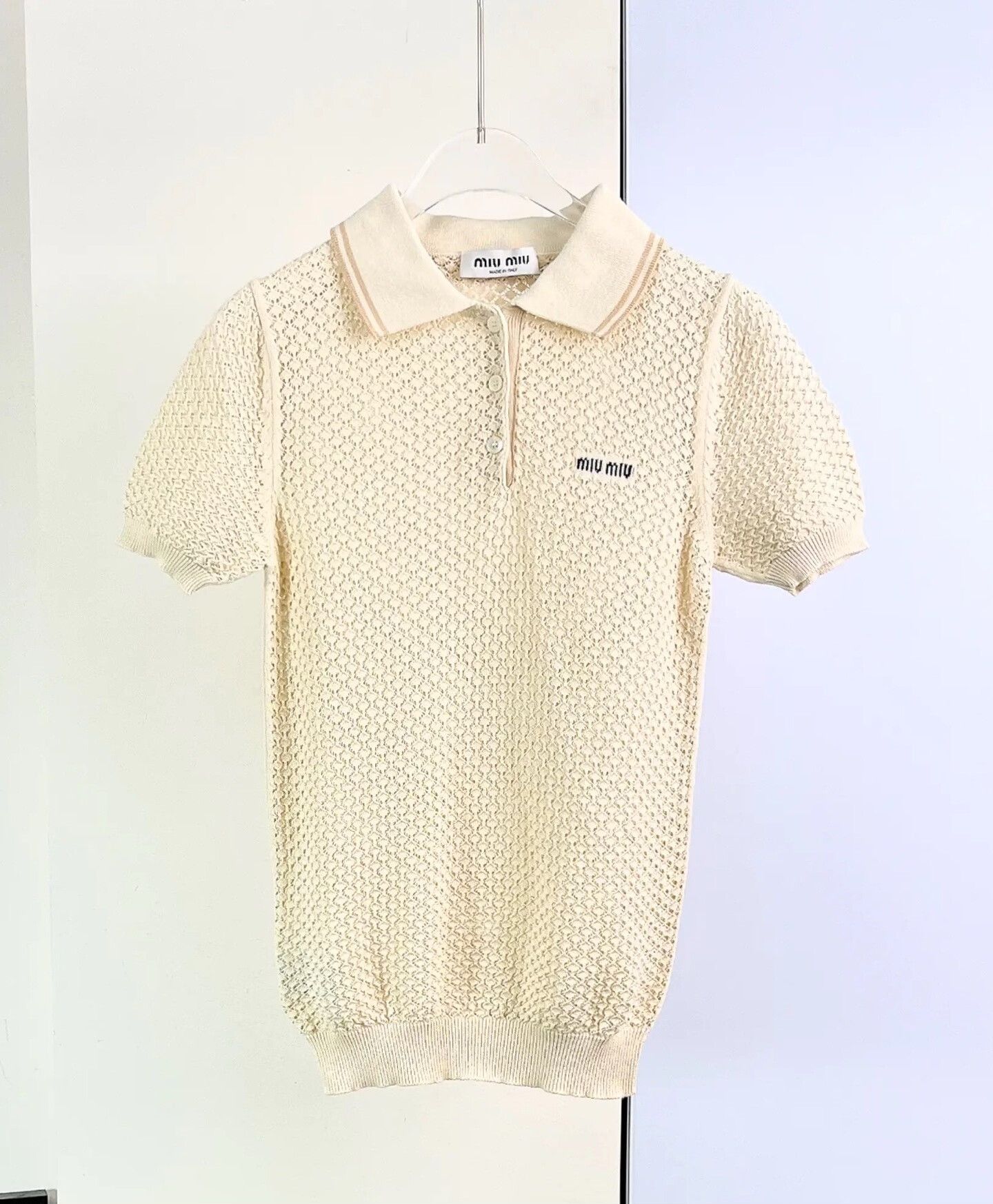 Miu Miu Miu Miu 25 Diamond Knit Polo Short Sleeve Size S / US 4 / IT 40 - 4 Thumbnail