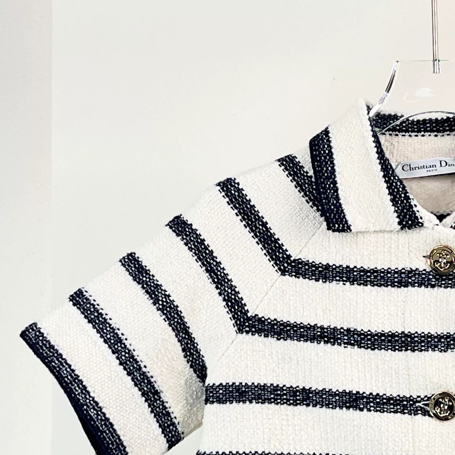 Dior Dior Lapel Striped Short-Sleeve Cardigan Size XS / US 0-2 / IT 36-38 - 5 Thumbnail