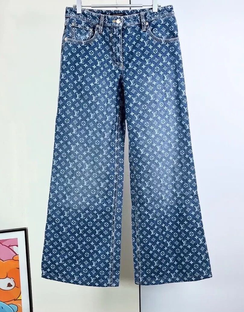 Louis Vuitton LV Monogram Wide-Leg Jeans Size 38" / US 16 / IT 52 - 2 Thumbnail