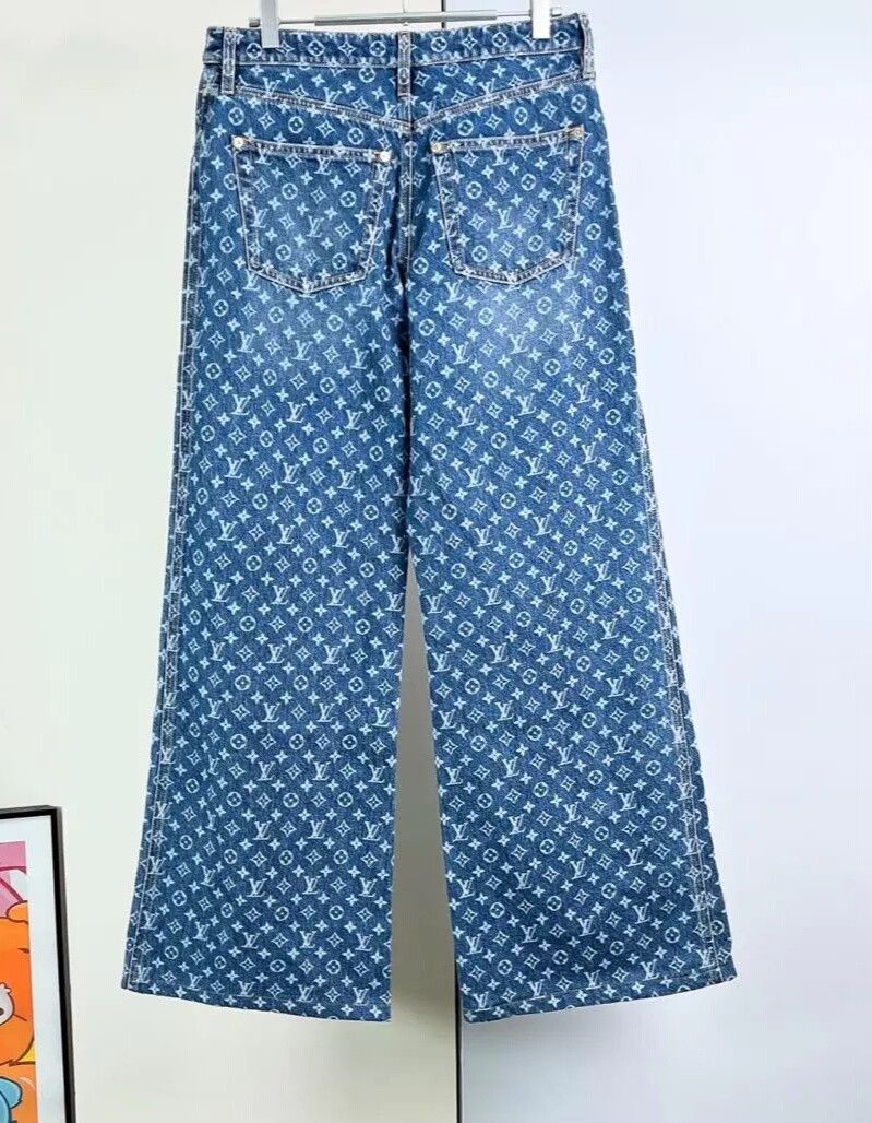 Louis Vuitton LV Monogram Wide-Leg Jeans Size 38" / US 16 / IT 52 - 3 Thumbnail