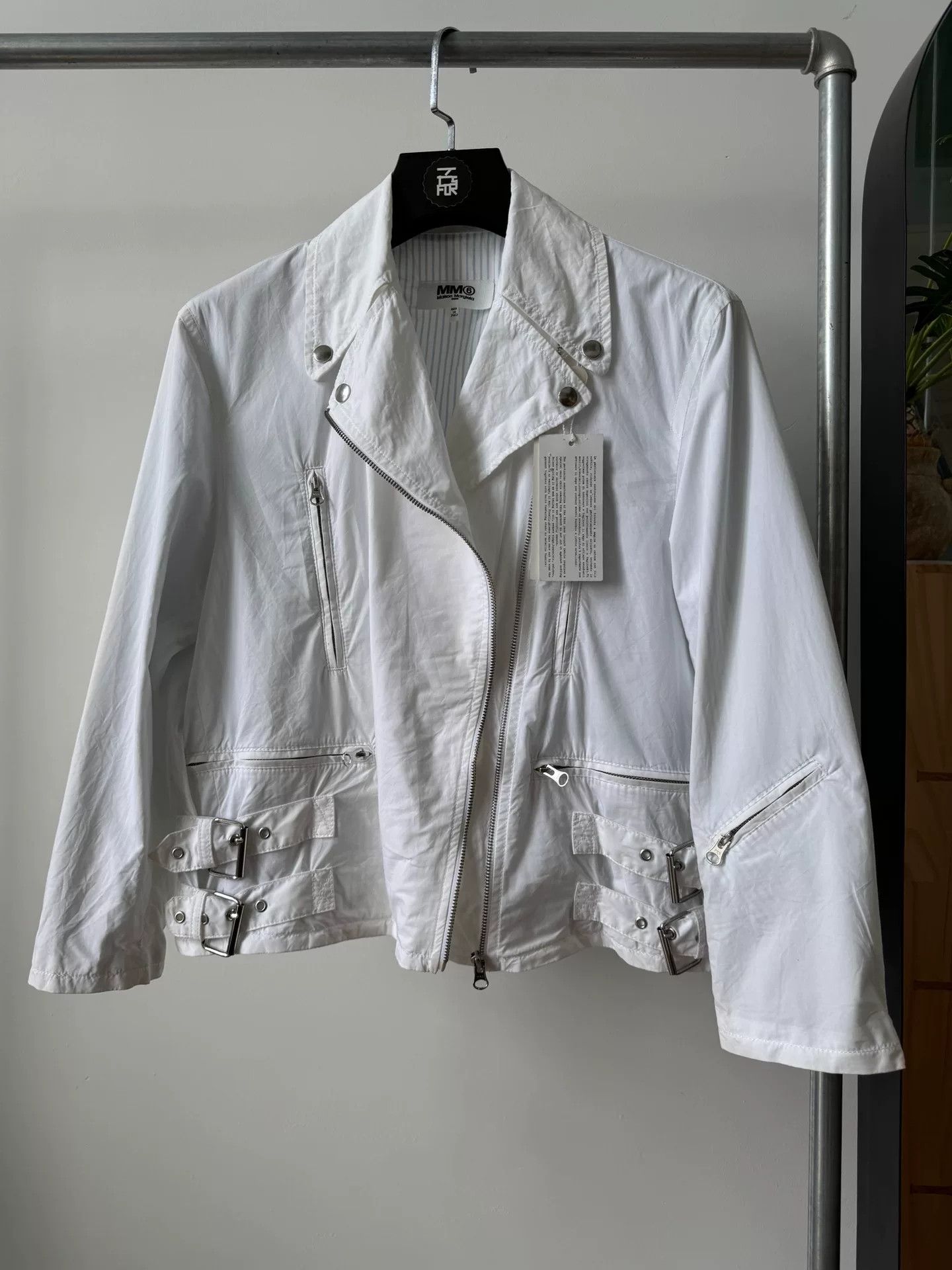Maison Margiela Maison Margiela White Biker Jacket Size US XXS / EU 40 - 3 Thumbnail