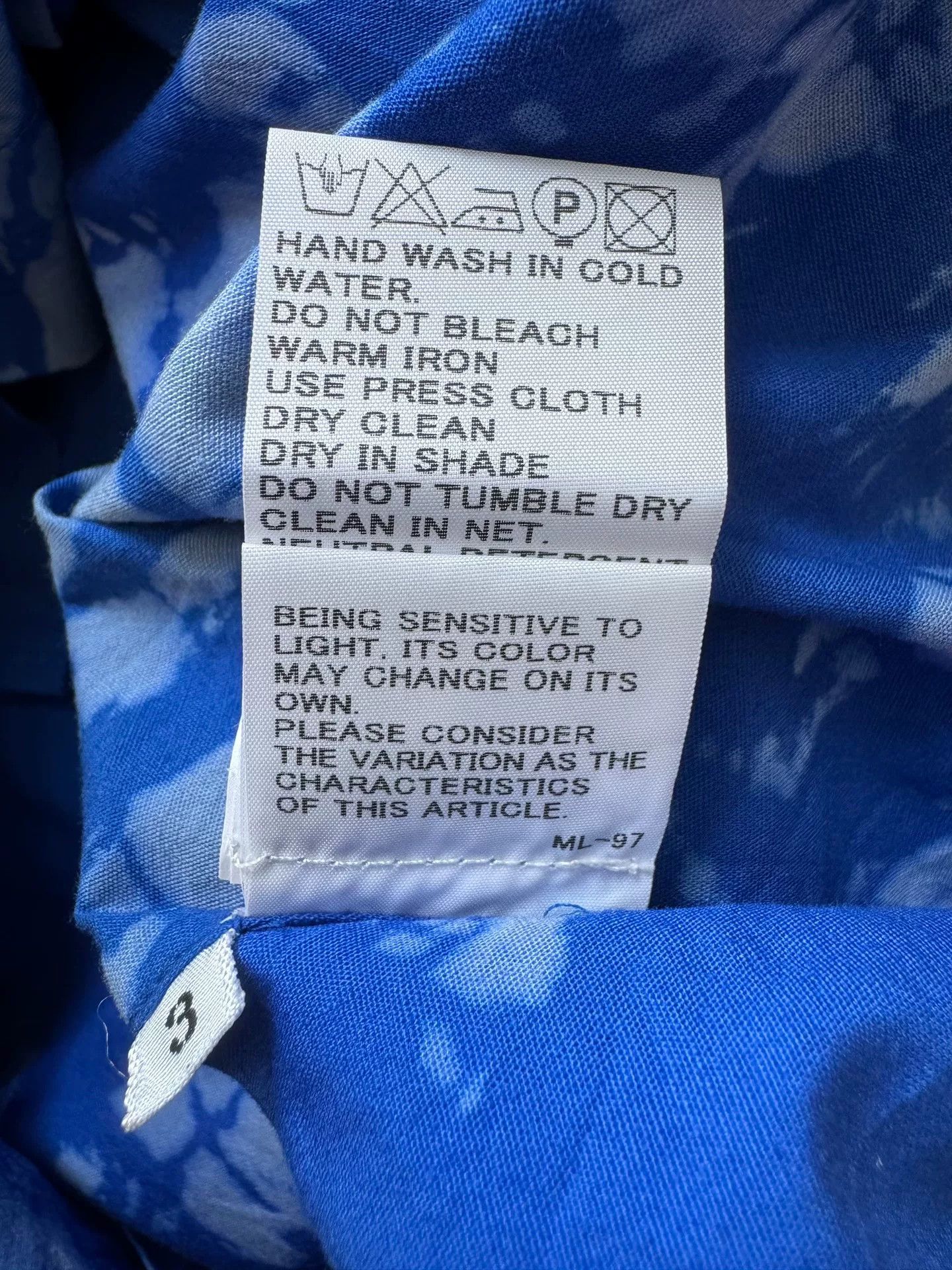 Issey Miyake Issey Miyake Blue Tie-Dye Long Sleeve Shirt Size US L / EU 52-54 / 3 - 4 Thumbnail
