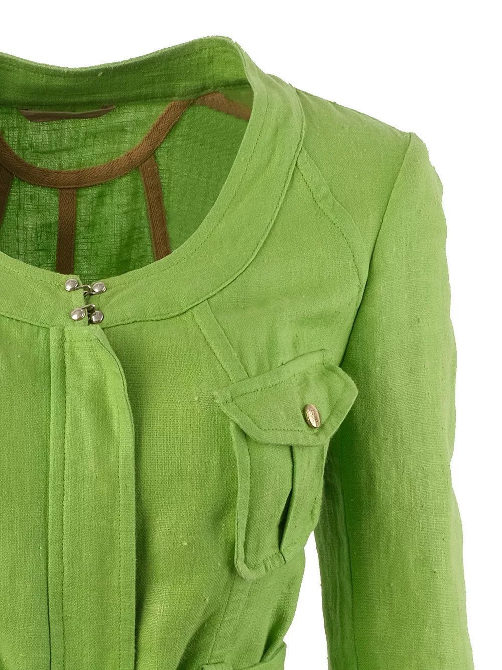 Versace Vintage Green Linen Jacket by Versace Size S / US 4 / IT 40 - 3 Thumbnail