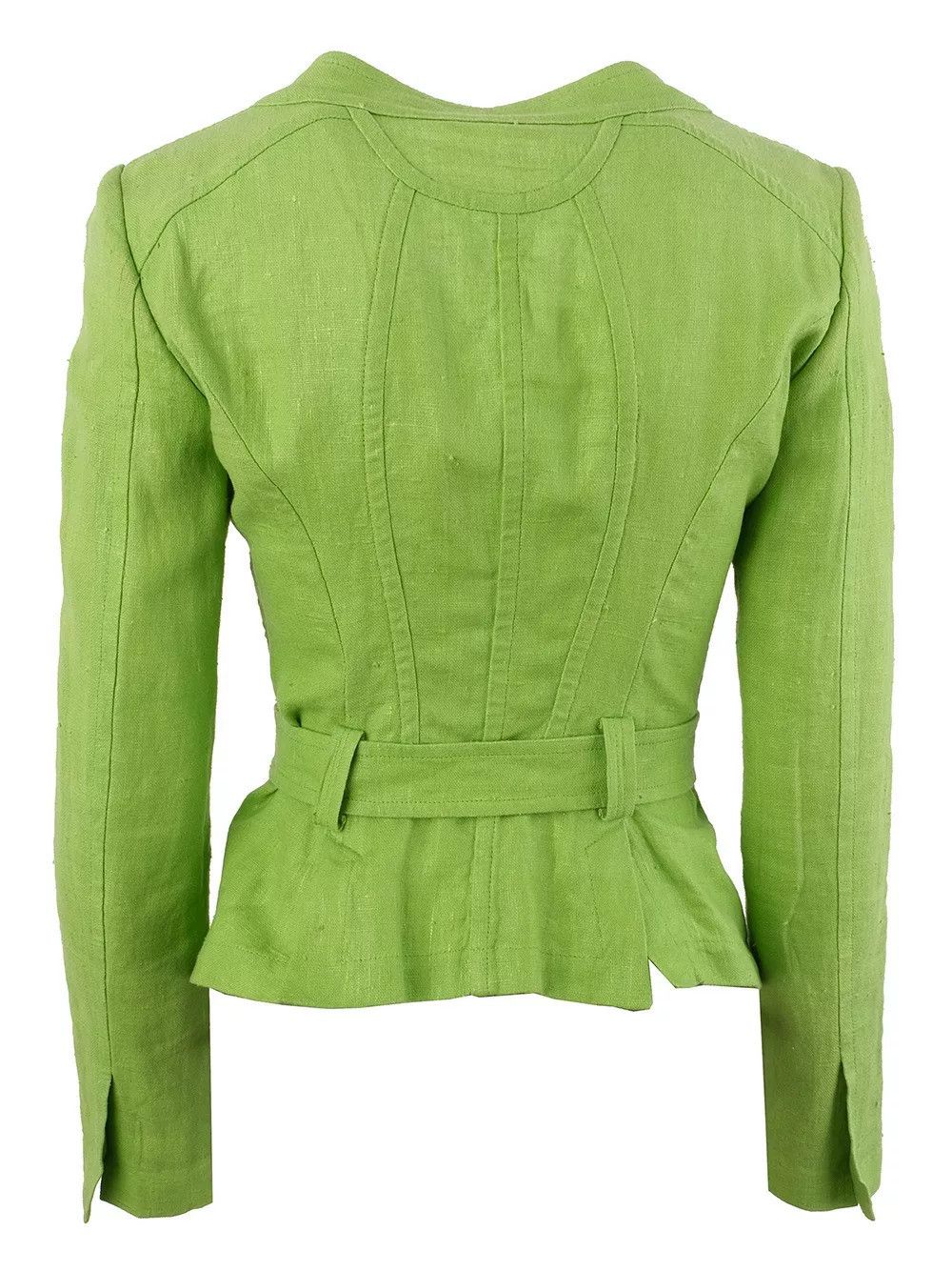 Versace Vintage Green Linen Jacket by Versace Size S / US 4 / IT 40 - 2 Thumbnail
