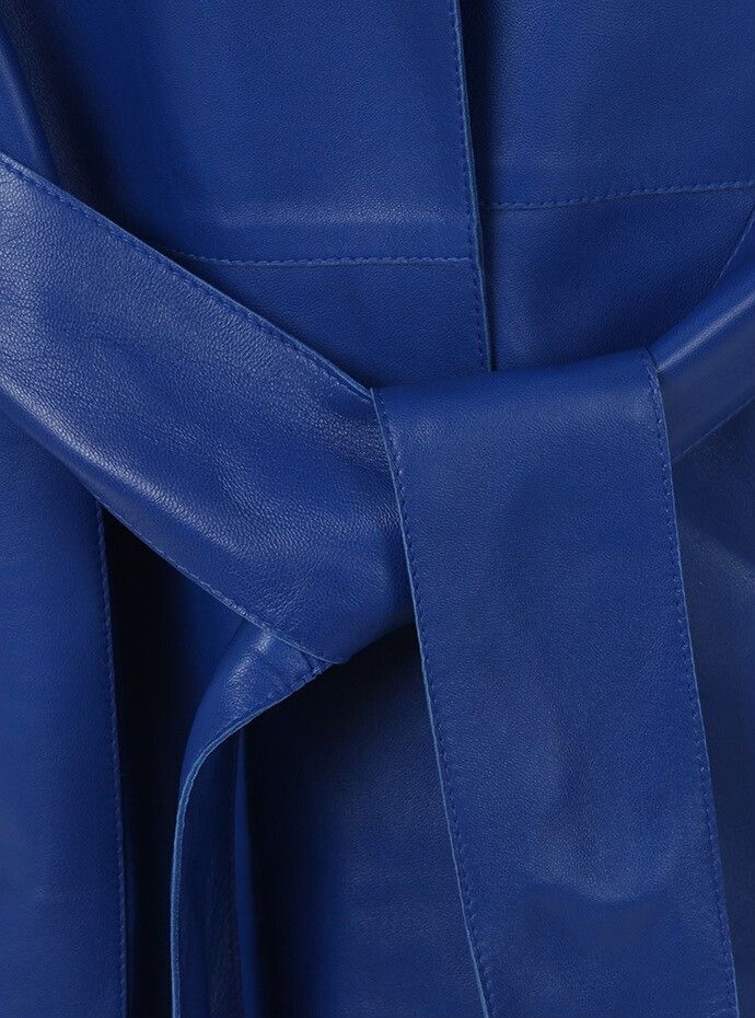 Loewe LOEWE Electric Blue Leather Coat Size XXS / US 00 / IT 34 - 4 Thumbnail