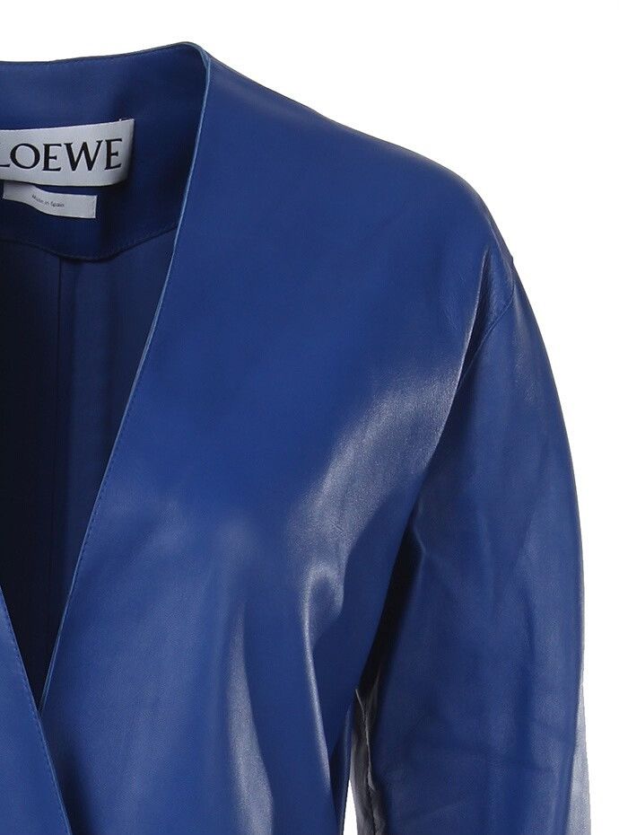Loewe LOEWE Electric Blue Leather Coat Size XXS / US 00 / IT 34 - 3 Thumbnail