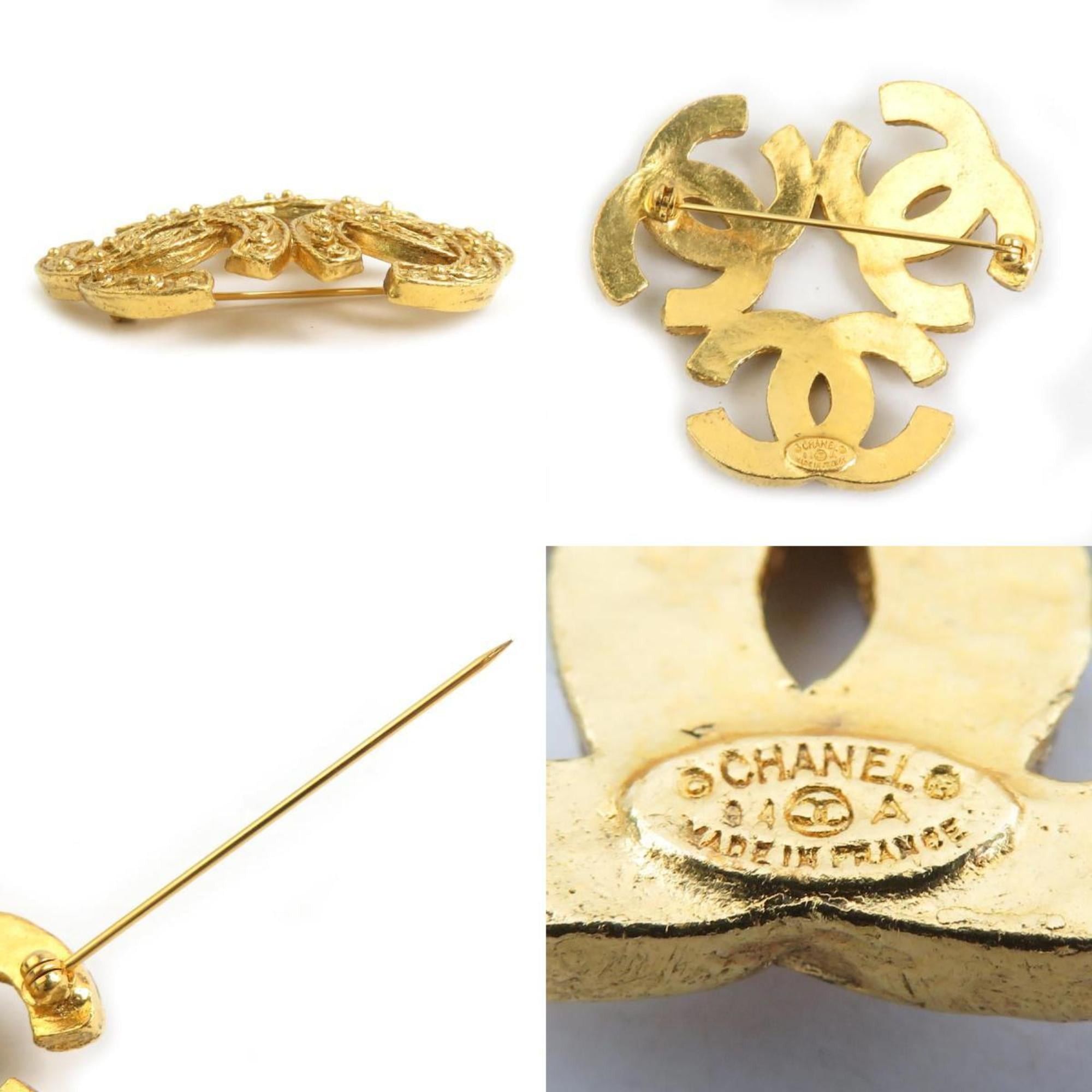 Chanel CHANEL Triple Coco Mark Metal Gold Brooch for Women e61339i Size ONE SIZE - 5 Thumbnail