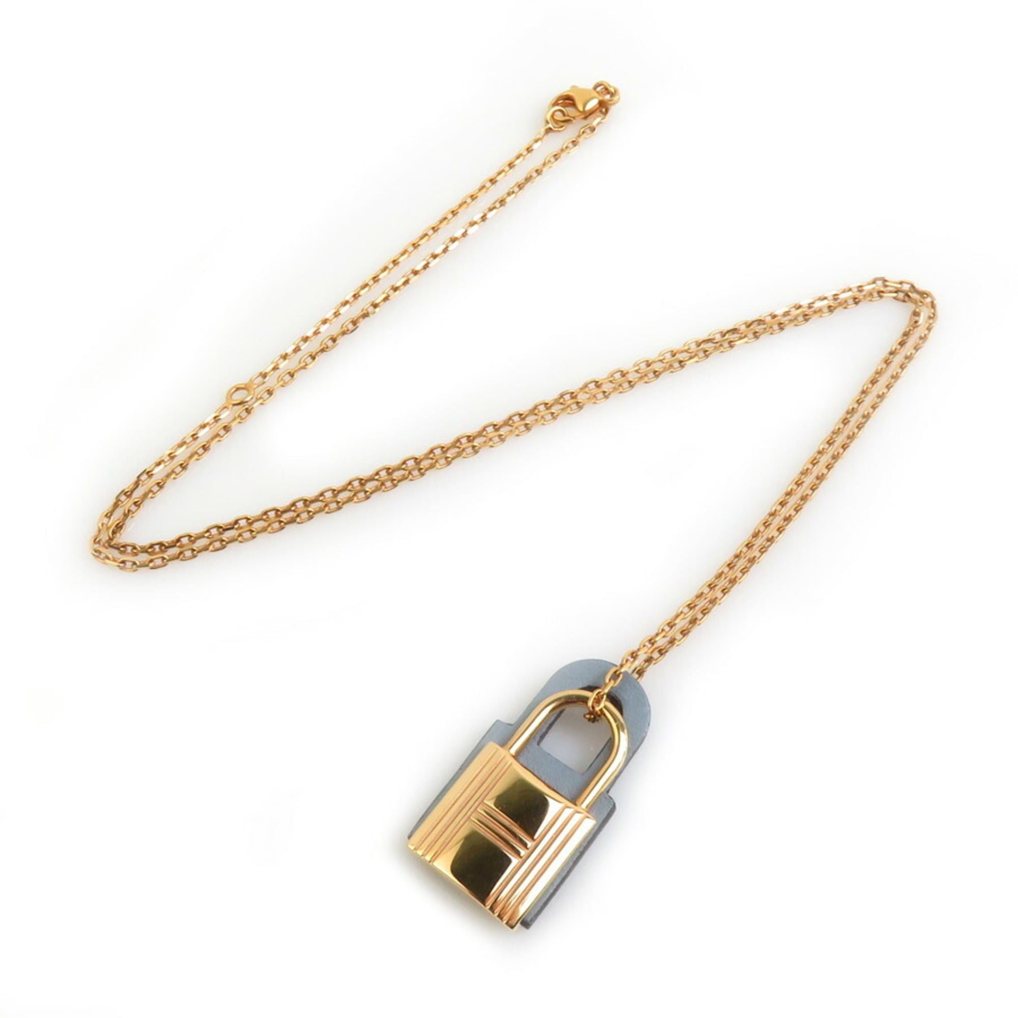Hermes Hermes Hermès O'Kelly PM Necklace in Metal/Leather, Pink Gold/Gray, Women's, e61351a Size ONE SIZE - 2 Thumbnail