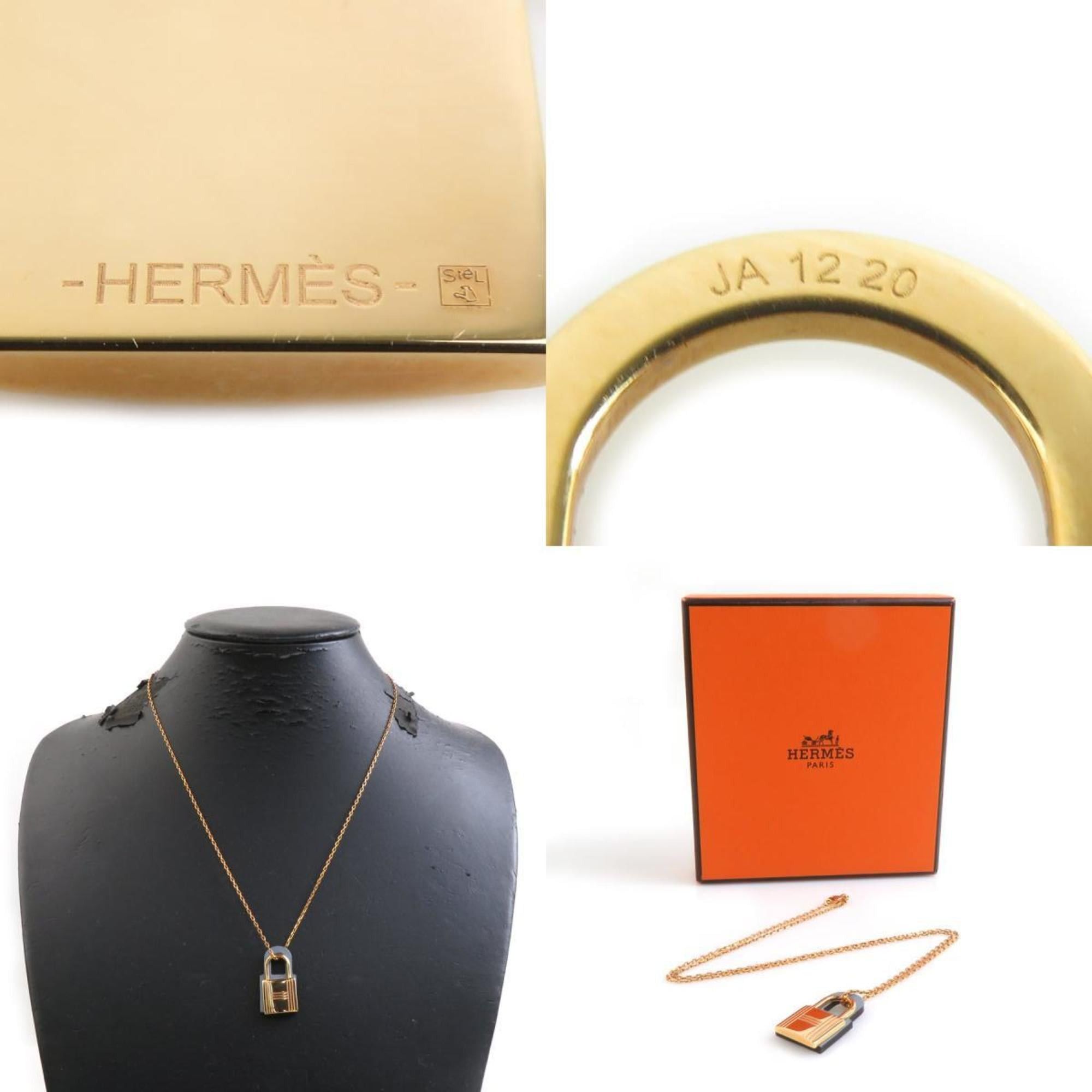 Hermes Hermes Hermès O'Kelly PM Necklace in Metal/Leather, Pink Gold/Gray, Women's, e61351a Size ONE SIZE - 5 Thumbnail